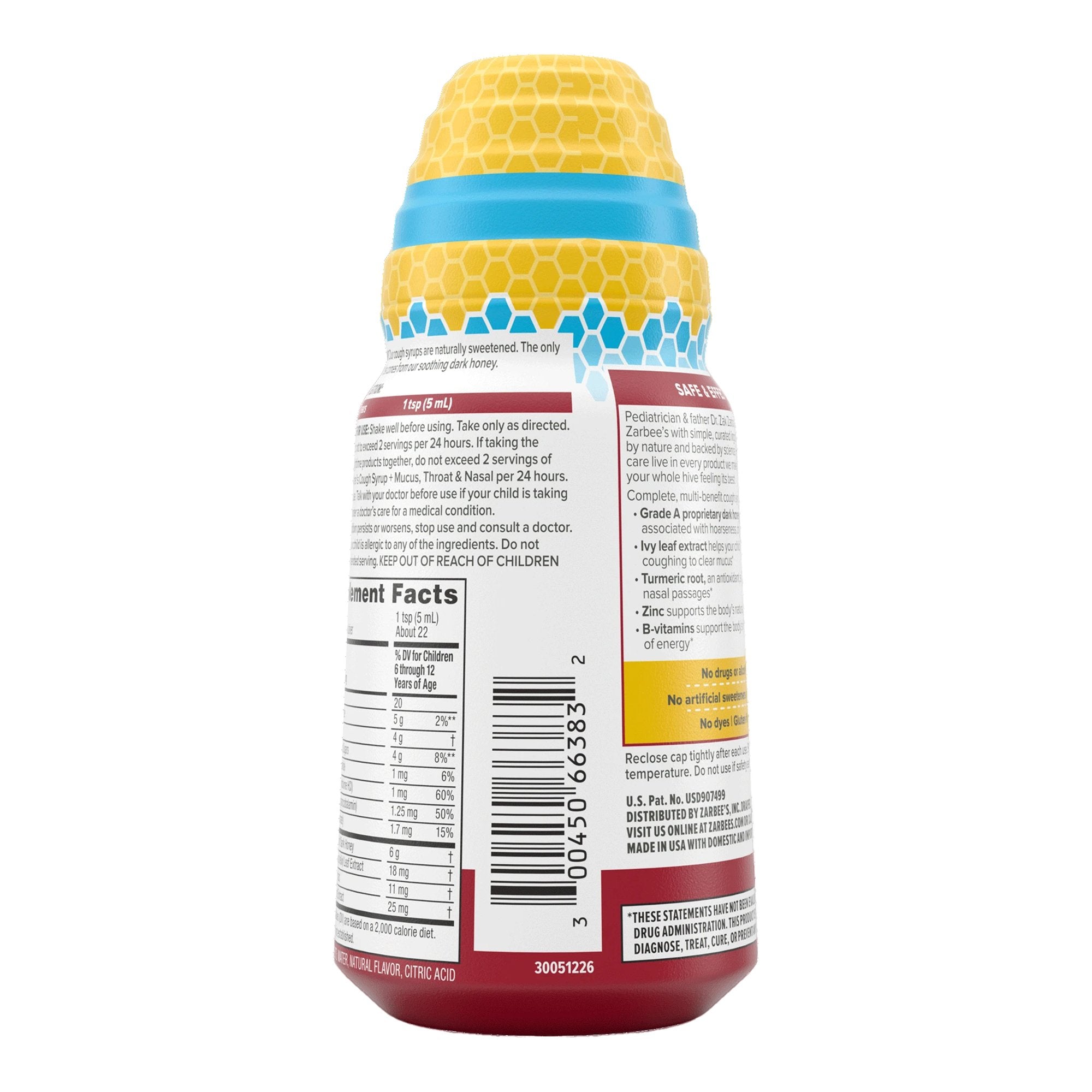 Zarbee's All-In-One Children's Daytime Cough Syrup + Mucus, Throat & Nasal, Natural Grape-"Children's Cold and Cough Relief Zarbee's All-in-One Daytime Cough Syrup+ Mucus, Throat & Nasal 6 g Strength Syrup 4 oz."