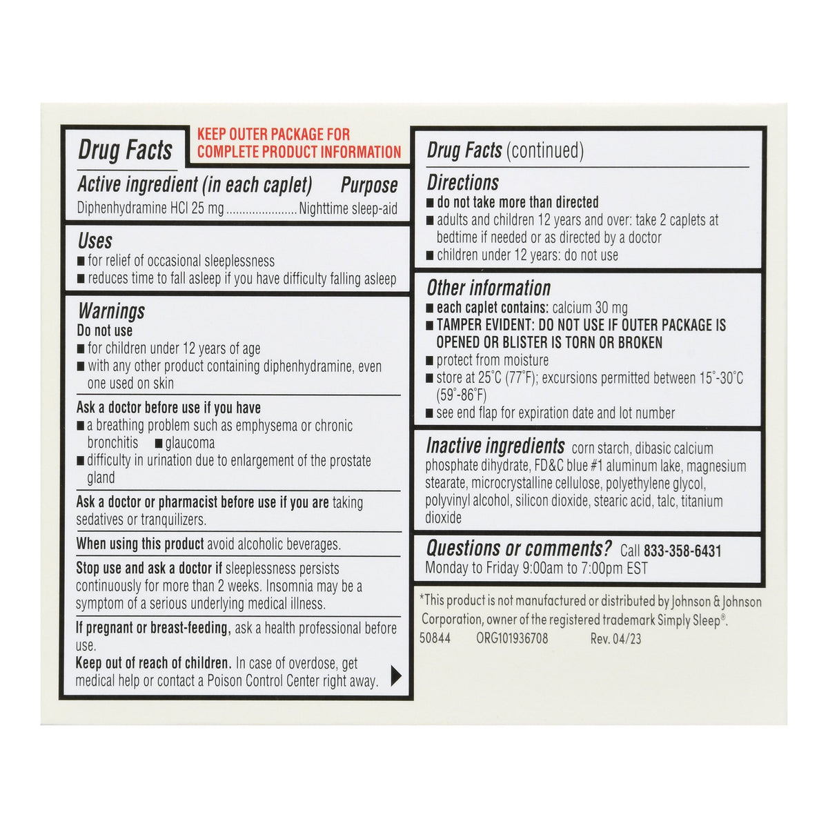 Foster & Thrive Nighttime Sleep-Aid Diphenhydramine HCl 25 mg Caplets-Sleep Aid Foster & Thrive 24 per Box Caplet 25 mg Strength