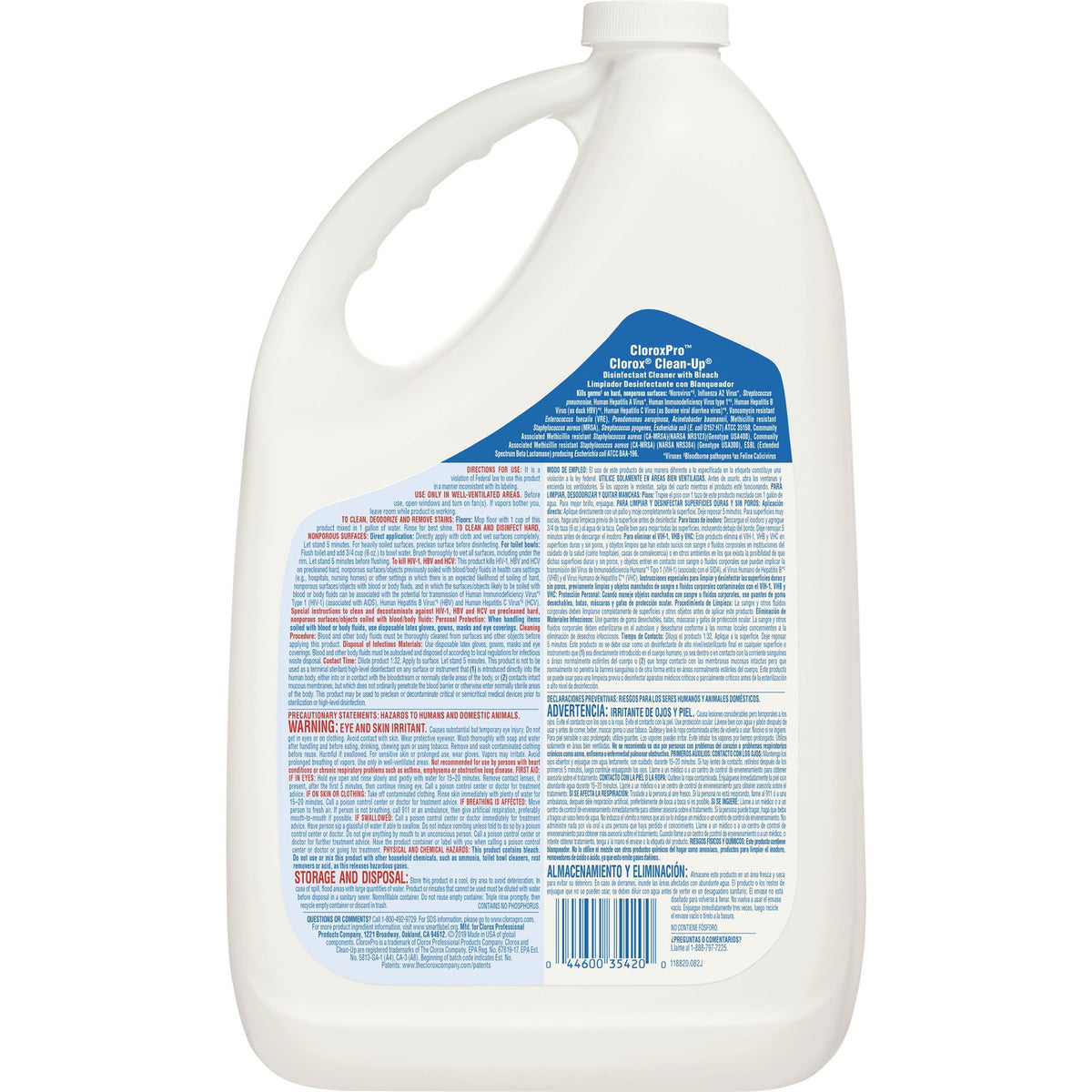 Clorox Pro Clorox Clean-Up Disinfectant Cleaner with Bleach, Jug, 1 gal.-CloroxPro Clorox Clean-Up with Bleach Surface Disinfectant Cleaner Refill Manual Pour Liquid 1 gal. Jug Chlorine Scent NonSterile