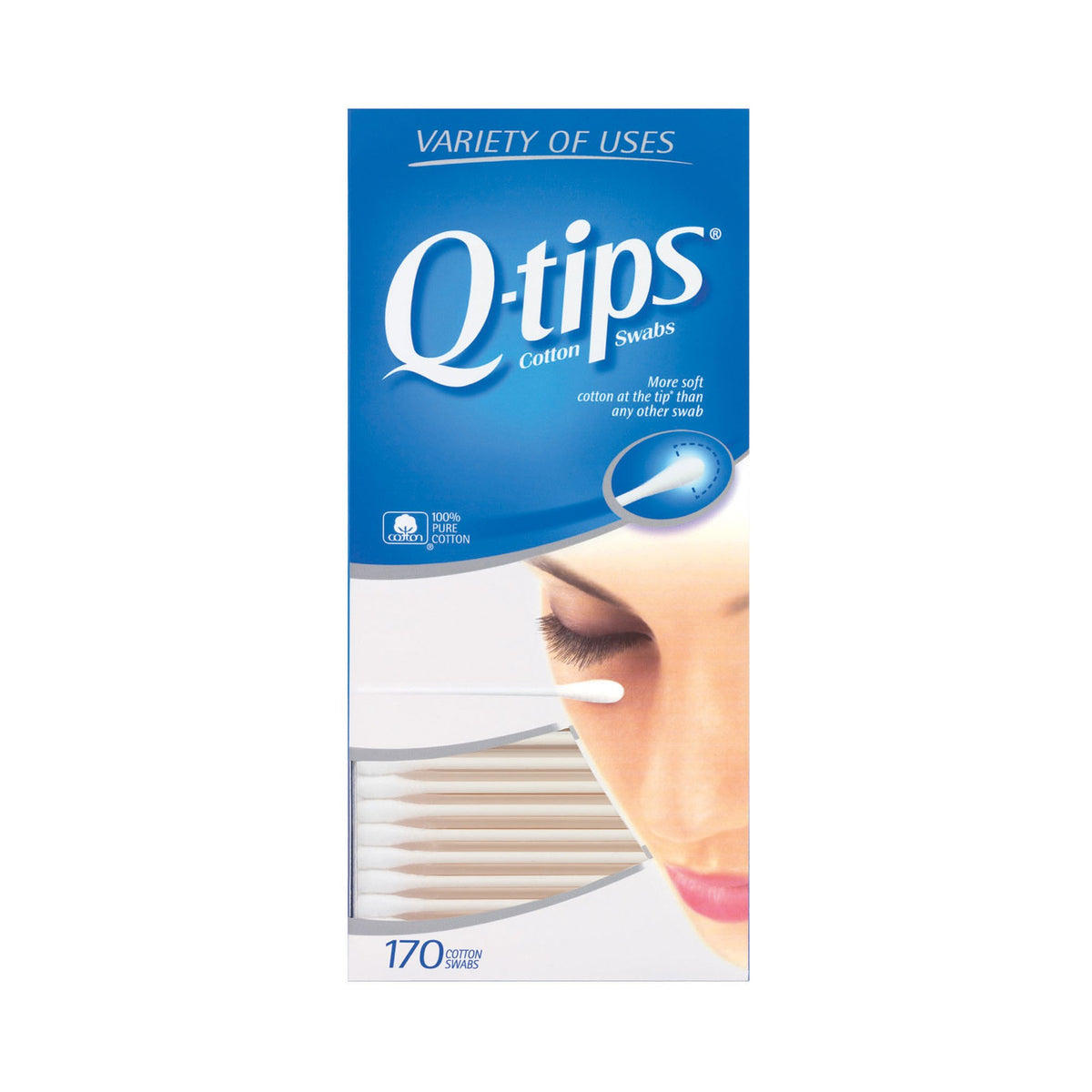 Q-Tip Swabstick-Swabstick Q-Tip Cotton Tip Cotton Shaft 3 Inch NonSterile 170 per Pack