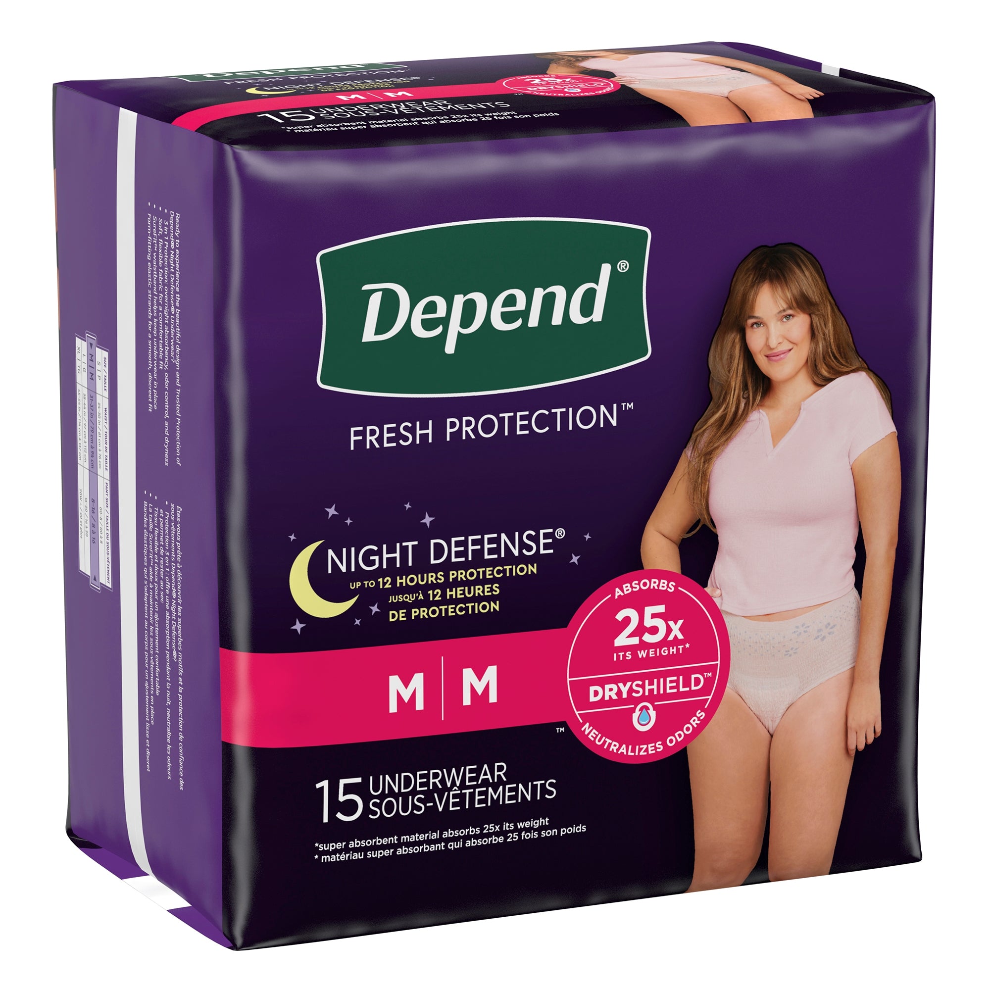 Depend Night Defense Women's Absorbent Underwear, Medium-Female Adult Absorbent Underwear Depend Night Defense Waistband Style Medium Disposable Heavy Absorbency