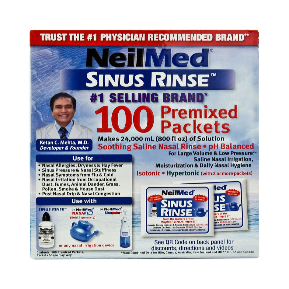 NeilMed Sinus Rinse Saline Nasal Rinse Refill Kit-Saline Nasal Rinse Kit Neilmed Sinus Rinse 100 Packets
