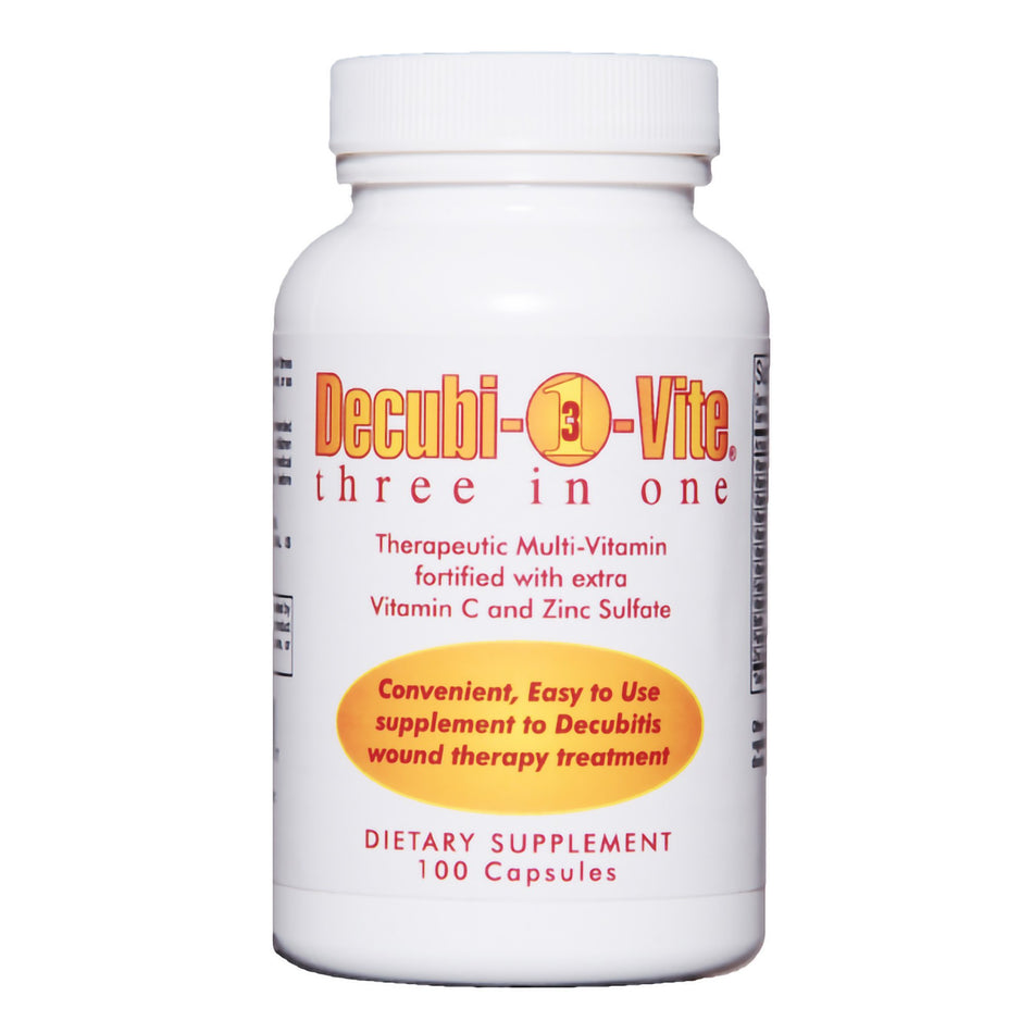 Decubi-Vite Three In One Multivitamin Supplement-Multivitamin Supplement Decubivite Three In One Vitamin / Minerals 500 mg Strength Capsule 100 per Bottle