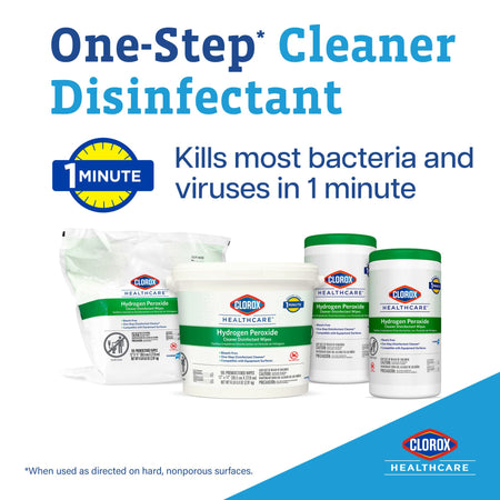 Clorox Healthcare® Hydrogen Peroxide Cleaner Disinfectant Wipes 6.75 x 5.75 Inch - Housekeeping>Cleaners and Disinfectants...