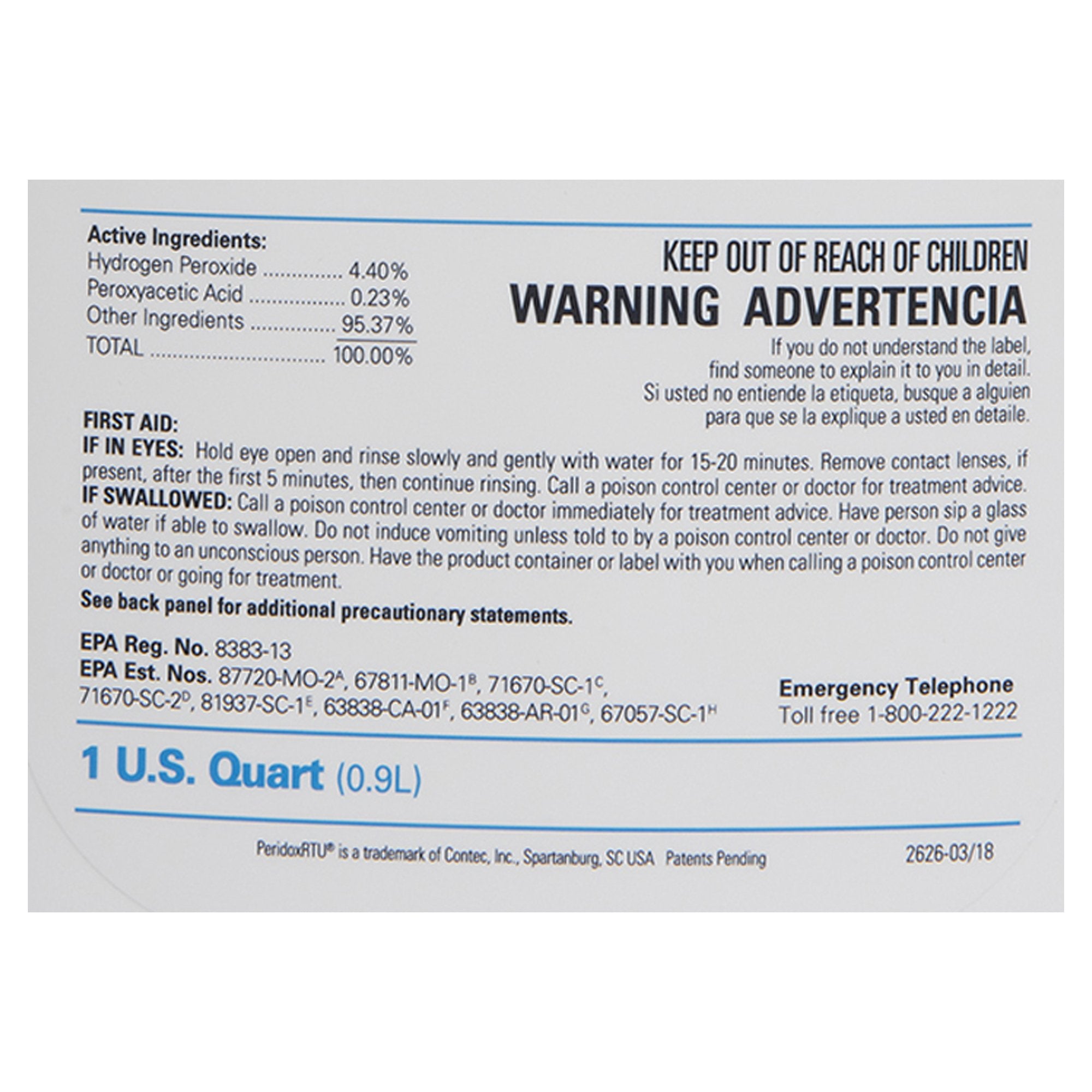 PeridoxRTU® Sporicidal Peroxide Based Surface Disinfectant Cleaner, 32 ounces