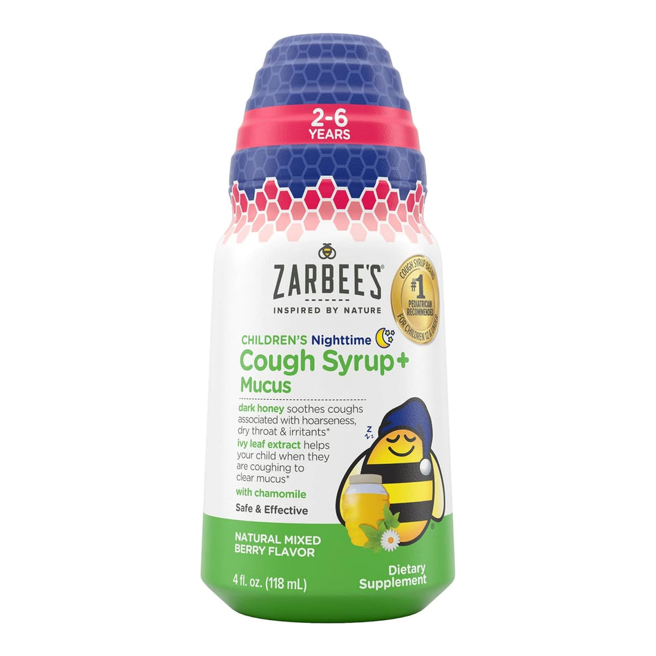 Zarbee's Children's Nighttime Cough Syrup + Mucus, Mixed Berry Flavor - Pharmaceuticals>Over the Counter>Cough and Cold Re...