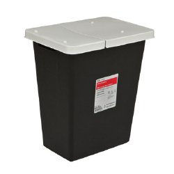 SharpSafety RCRA Waste Container, 18 Gallon, 26 x 12 x 18 Inch-RCRA Waste Container SharpSafety Black Base 26 H X 12-3/4 D X 18-1/4 W Inch Horizontal Entry 18 Gallon