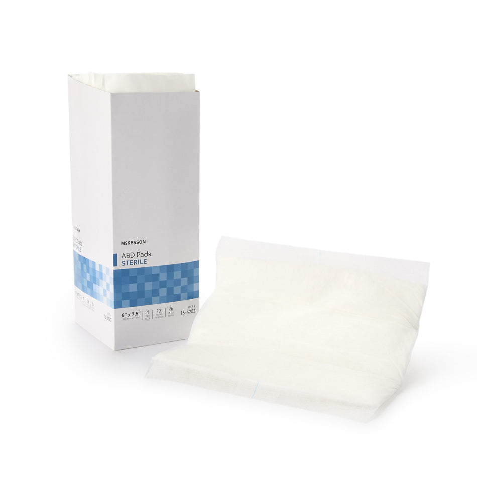 McKesson Sterile Abdominal Pad, 7-1/2 x 8 Inch-Abdominal Pad McKesson 7-1/2 X 8 Inch Sterile 1 per Pack