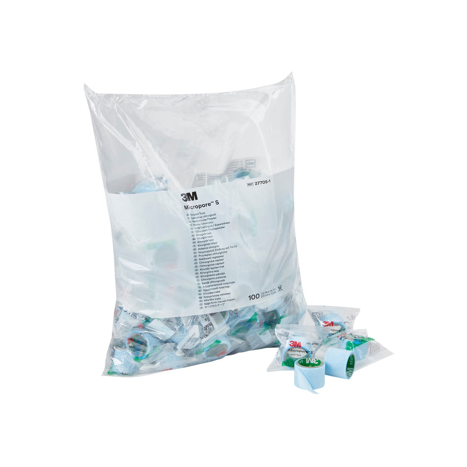 3M� Micropore� S Silicone Medical Tape, 1 Inch x 1-1/2 Yard, Blue-Medical Tape 3M� Micropore� S Blue 1 Inch X 1-1/2 Yard Silicone NonSterile