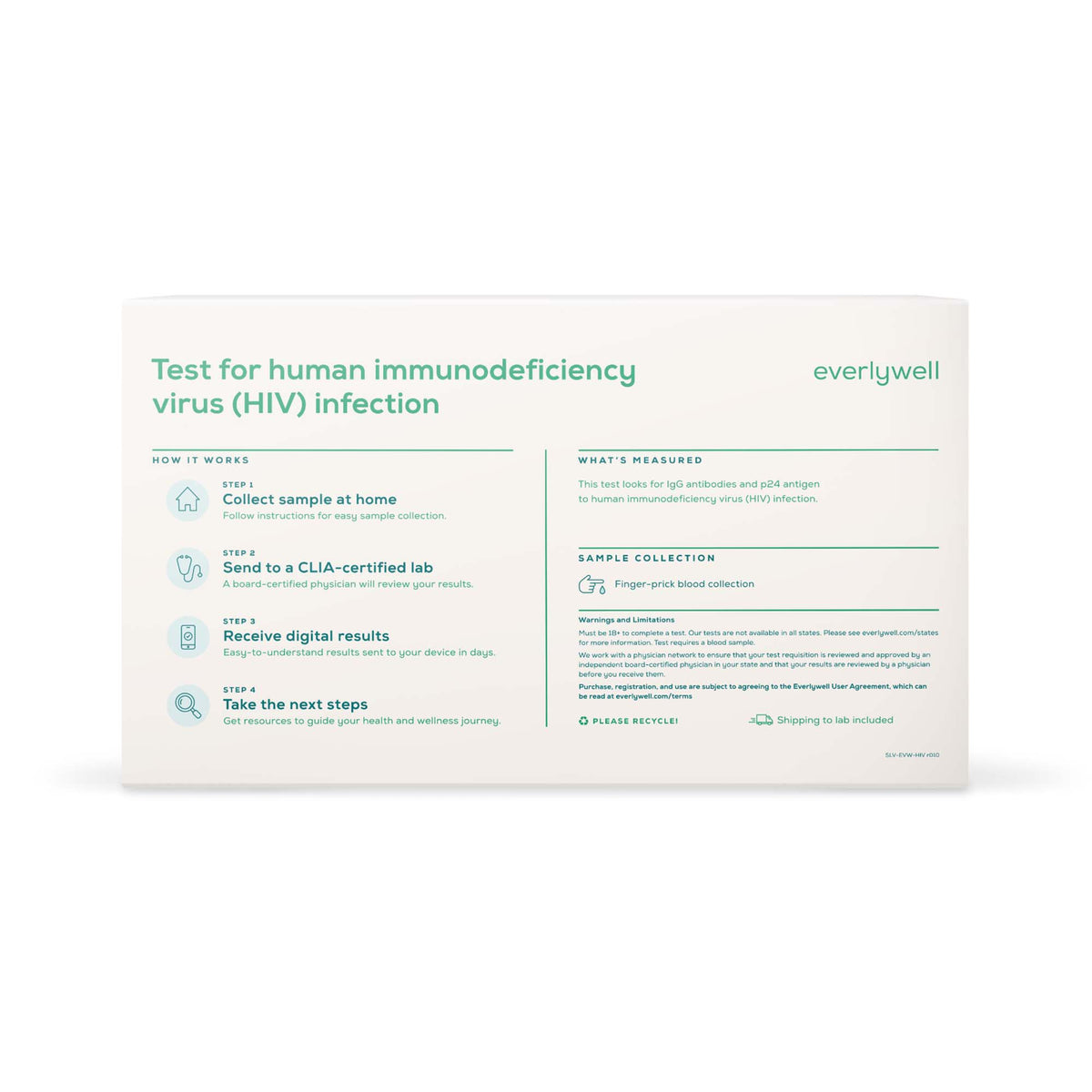 Everlywell HIV Test-Blood Collection and Transport Kit Everlywell Biohazard Bag Sterile