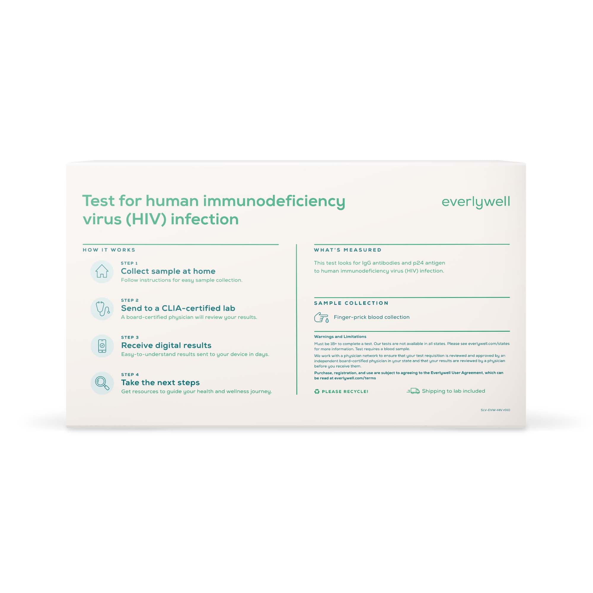 Everlywell HIV Test-Blood Collection and Transport Kit Everlywell Biohazard Bag Sterile