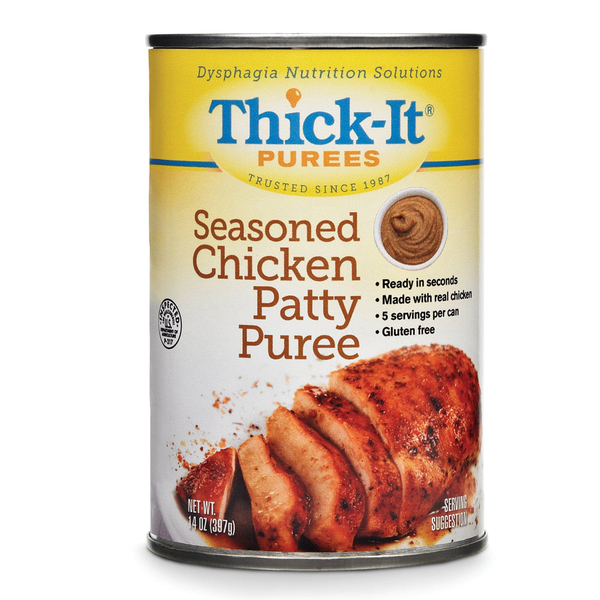 Thick-It Seasoned Chicken Patty Pure Thickened Food, 14-ounce can-Thickened Food Thick-It 14 oz. Can Seasoned Chicken Patty Flavor Puree IDDSI Level 4 Extremely Thick/Pureed