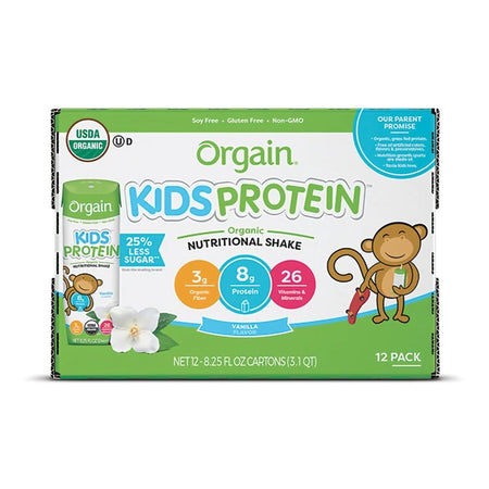 Orgain Kids Protein Organic Nutritional Shake, Vanilla, 8.25-ounce carton-Pediatric Oral Supplement Orgain Kids Protein Organic Nutritional Shake Vanilla Flavor 8.25 oz. Carton Liquid Organic