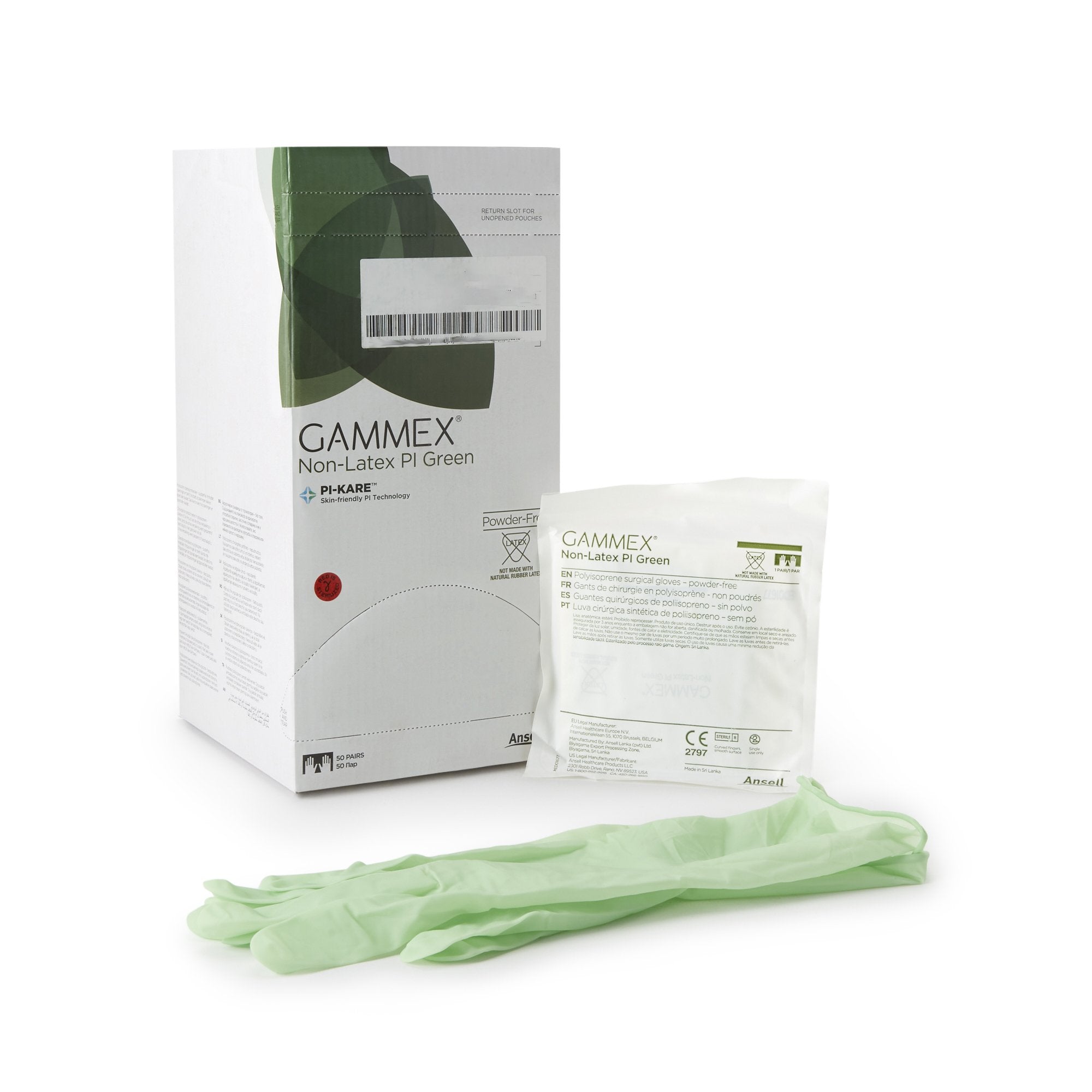 Gammex Non-Latex PI Green Polyisoprene Surgical Glove, Size 8.5, Light Green-Surgical Glove GAMMEX Non-Latex PI Green Size 8.5 Sterile Polyisoprene Standard Cuff Length Micro-Textured Light Green Chemo Tested