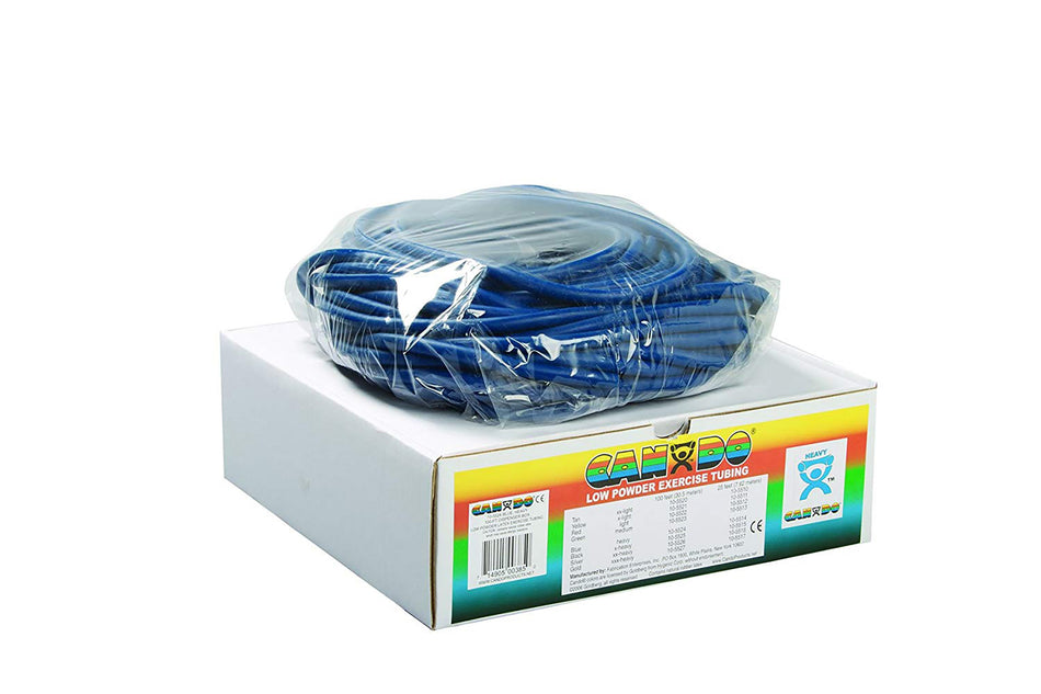 CanDo Low Powder Exercise Resistance Tubing, Blue, 100 Foot Length, Heavy Resistance-Exercise Resistance Tubing CanDo Low Powder Blue 100 Foot Length Heavy Resistance