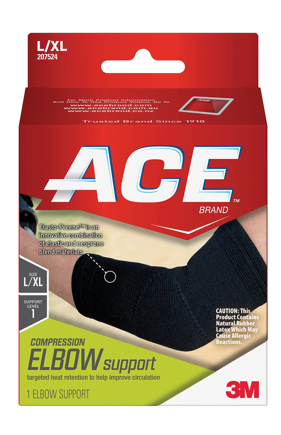 3M Ace Elbow Support, Left or Right Elbow, Large/X-Large, Black-Elbow Support 3M Ace Large / X-Large Left or Right Elbow Black