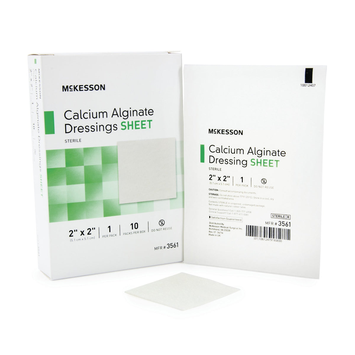 McKesson Alginate Dressing, 2 x 2 Inch-Alginate Dressing McKesson 2 X 2 Inch Square