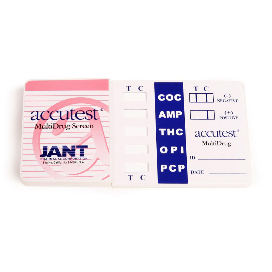 Accutest 5-Drug Panel Drugs of Abuse Test-"Drugs of Abuse Test Kit Accutest AMP, COC, OPI, mAMP/MET, THC 25 Tests CLIA Non-Waived"