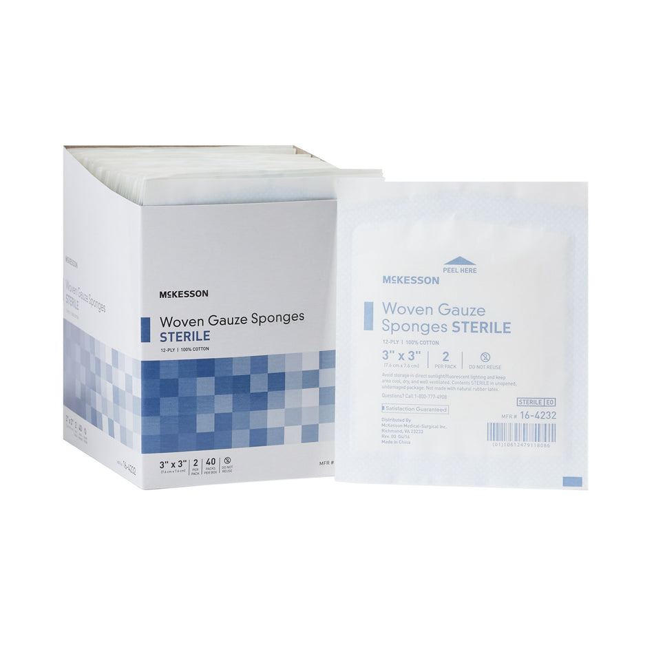 McKesson Sterile Gauze Sponge, 3 x 3 Inch, 12-Ply-Gauze Sponge McKesson 3 X 3 Inch 12-Ply Sterile 2 per Pack