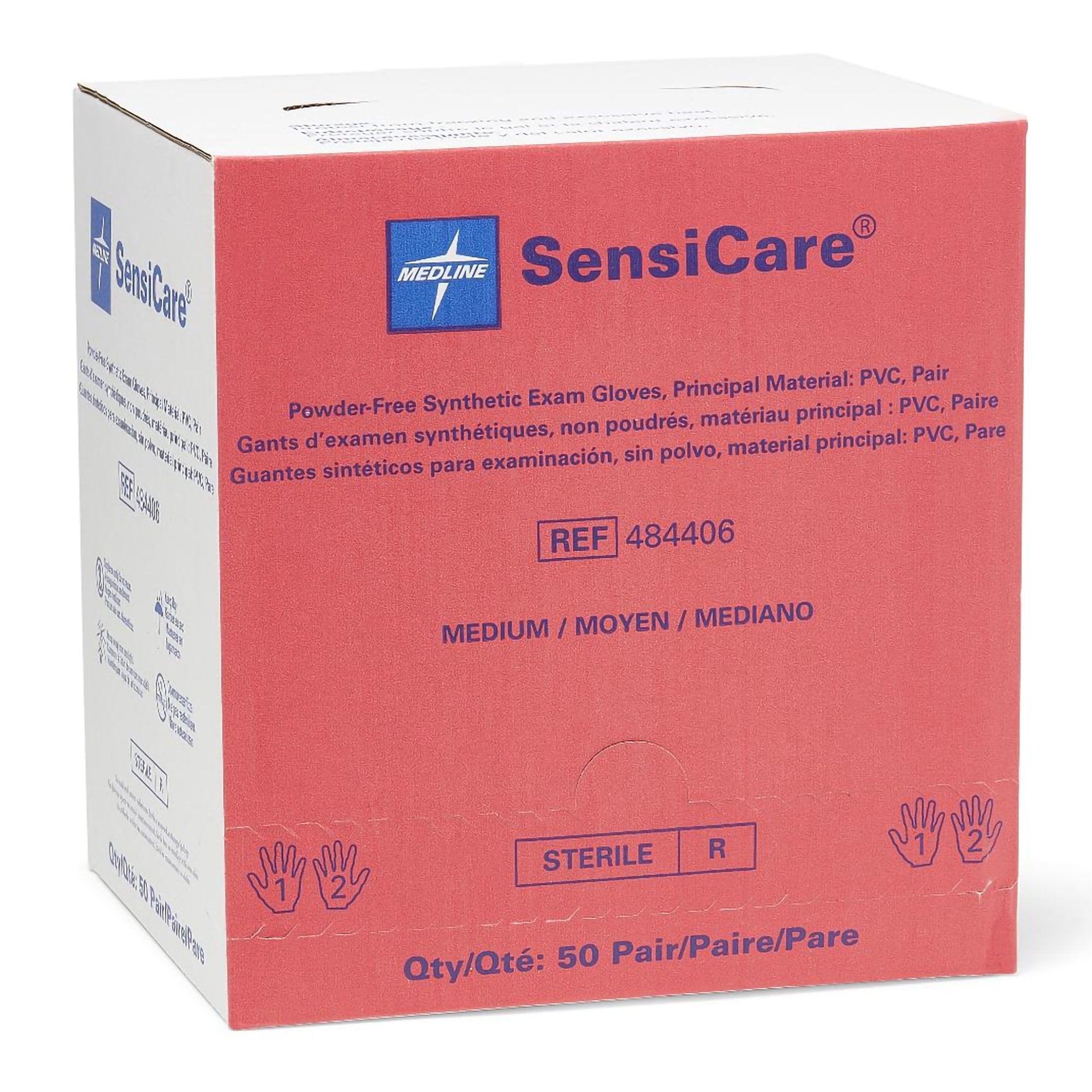 SensiCare Stretch Vinyl Exam Glove, Medium, Beige-Exam Glove SensiCare Medium Sterile Pair Stretch Vinyl Standard Cuff Length Smooth Beige Not Rated