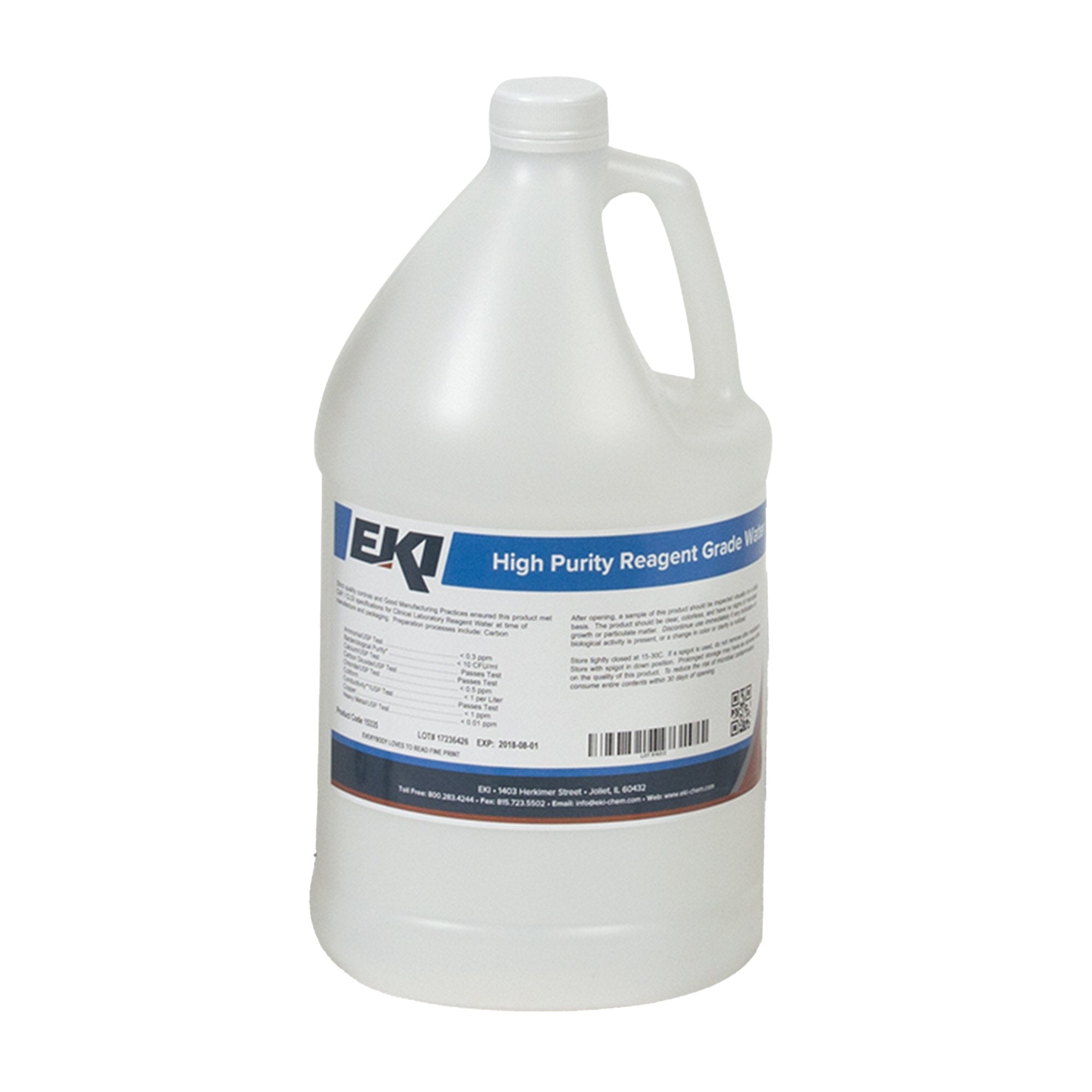 EKI Deionized Water Chemistry Reagent, 1 Gallon-Chemistry Reagent Deionized Water Reagent Grade / ASTM Type I 100% 1 gal.