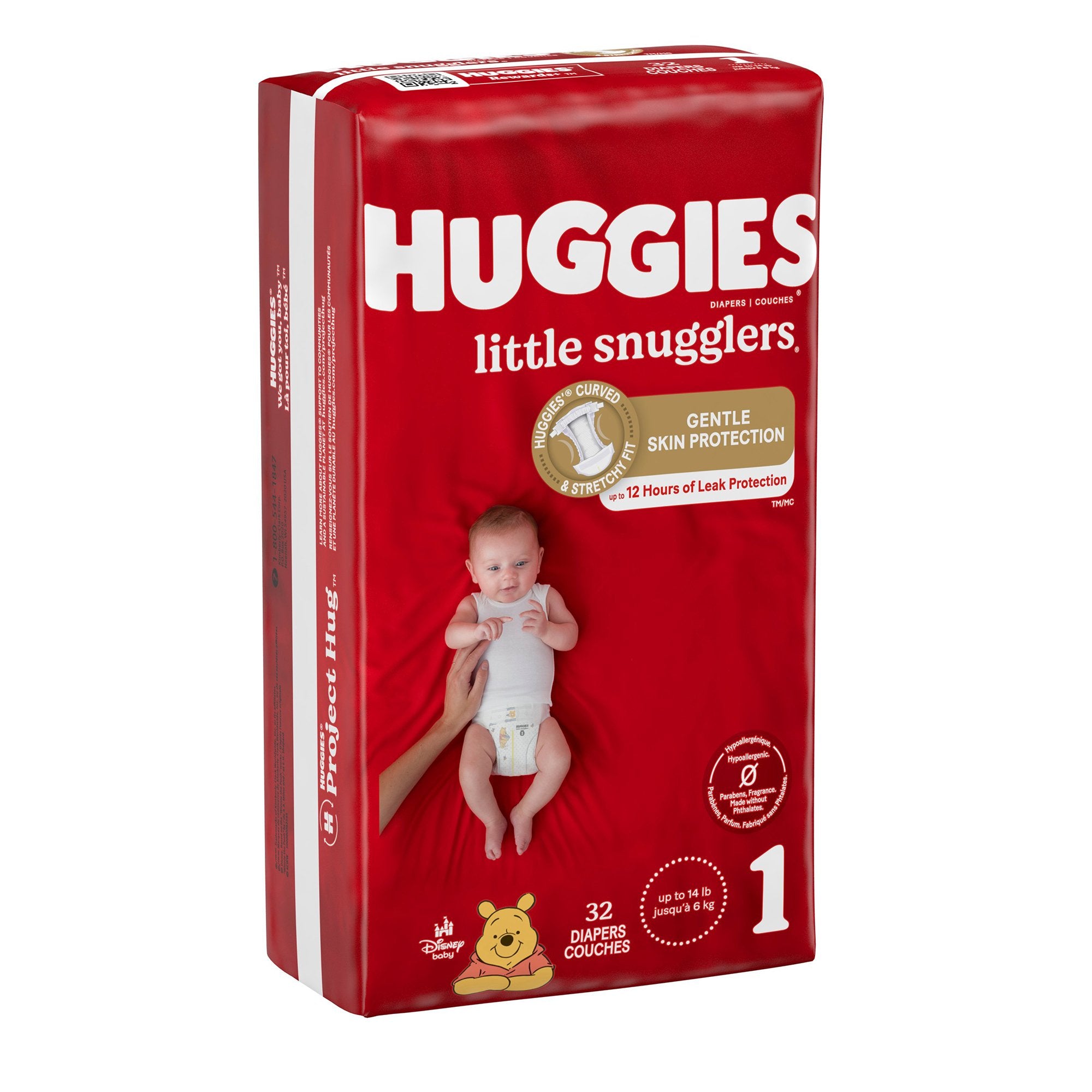 Huggies Little Snugglers Diaper, Size 1-Unisex Baby Diaper Huggies Little Snugglers Size 1 Disposable Heavy Absorbency