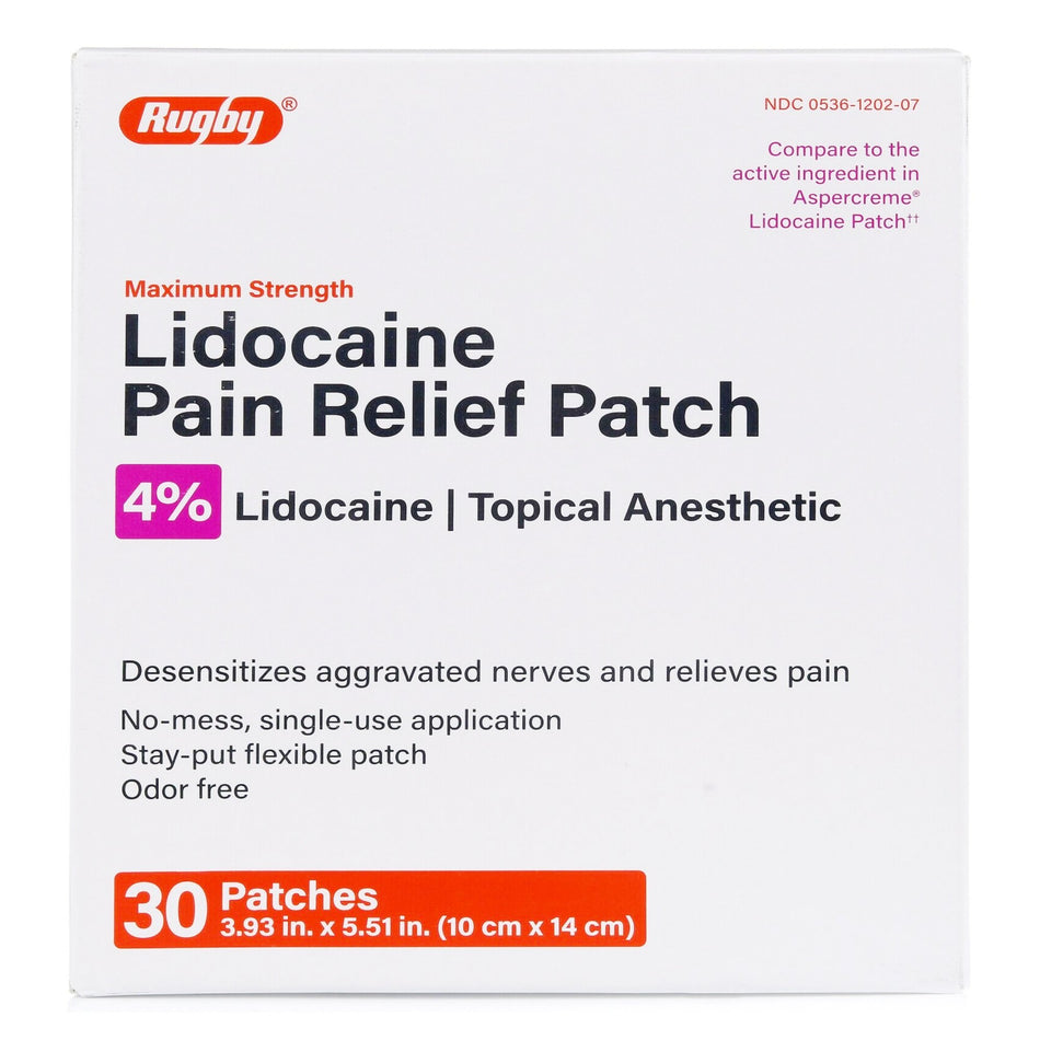 Rugby® 4% Lidocaine Pain Relief Patch - Pharmaceuticals>Over the Counter>Pain Relief - Major Pharmaceuticals