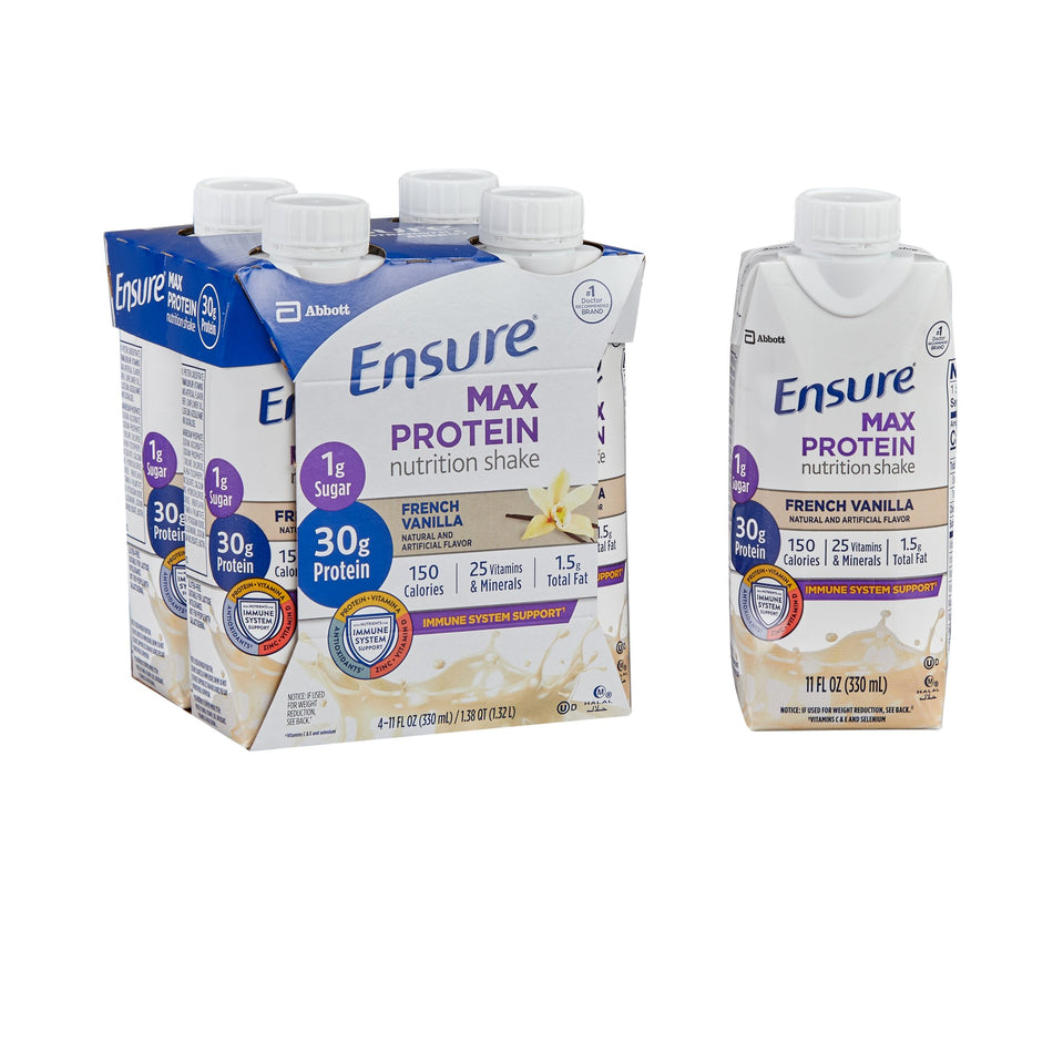 Ensure Max Protein Nutrition Shake, Vanilla, 11-ounce carton-Oral Supplement Ensure Max Protein Nutrition Shake French Vanilla Flavor Liquid 11 oz. Reclosable Carton