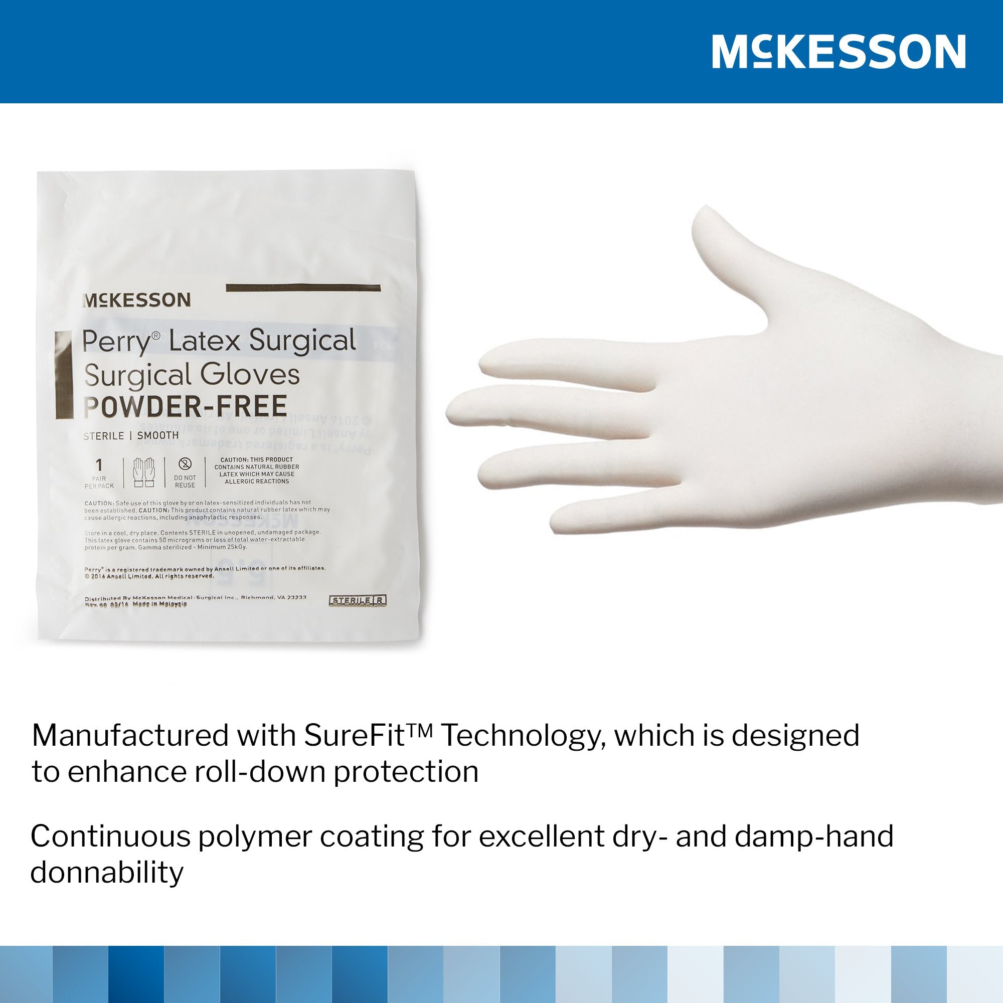 McKesson Perry Performance Plus Surgical Glove, Size 8.5, Cream-Surgical Glove McKesson Perry Size 8.5 Sterile Latex Standard Cuff Length Smooth Cream Not Chemo Approved
