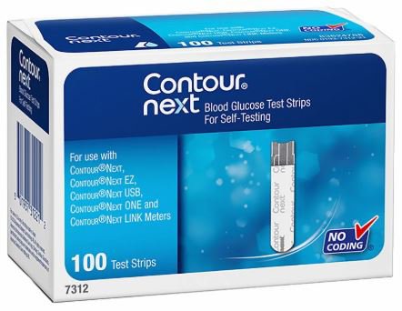 Contour Blood Glucose Test Strips-Blood Glucose Test Strips Contour 100 Strips per Pack