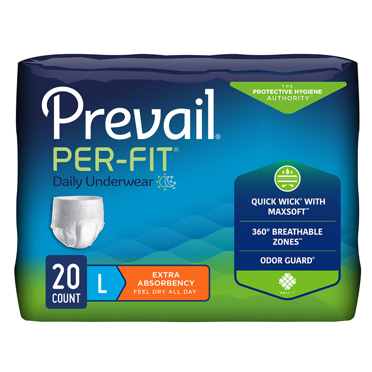Prevail Per-Fit® Daily Underwear, Large - Incontinence>Adult Briefs and Protective Undergarments - First Quality Products LLC