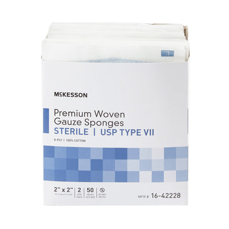 McKesson Sterile USP Type VII Gauze Sponge, 2 x 2 Inch, 8-Ply-Gauze Sponge McKesson 2 X 2 Inch 8-Ply Sterile 2 per Pack