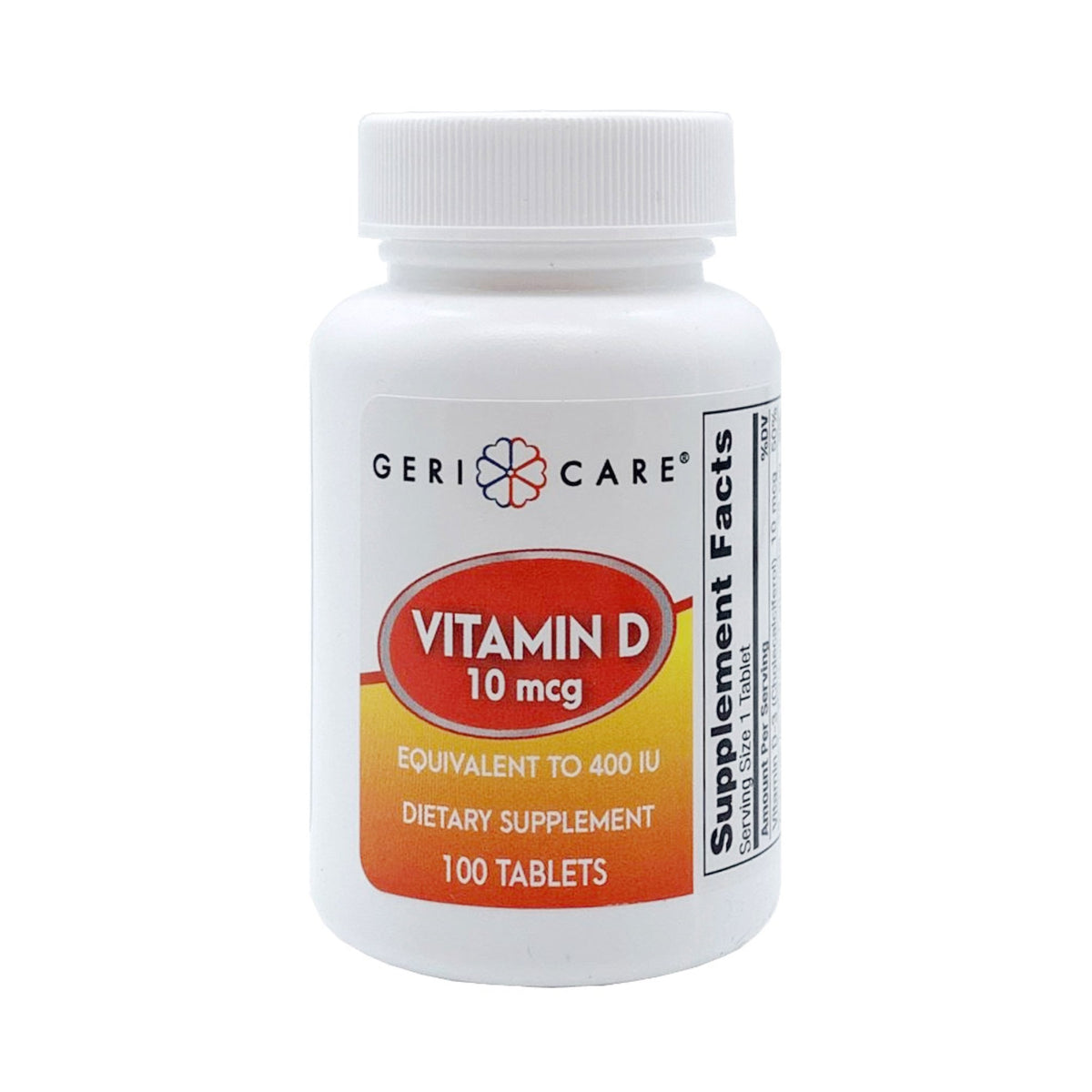 Geri-Care Vitamin D-3 Supplement-Vitamin Supplement Geri-Care Vitamin D3 400 IU Strength Tablet 100 per Bottle