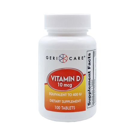 Geri-Care Vitamin D-3 Supplement-Vitamin Supplement Geri-Care Vitamin D3 400 IU Strength Tablet 100 per Bottle