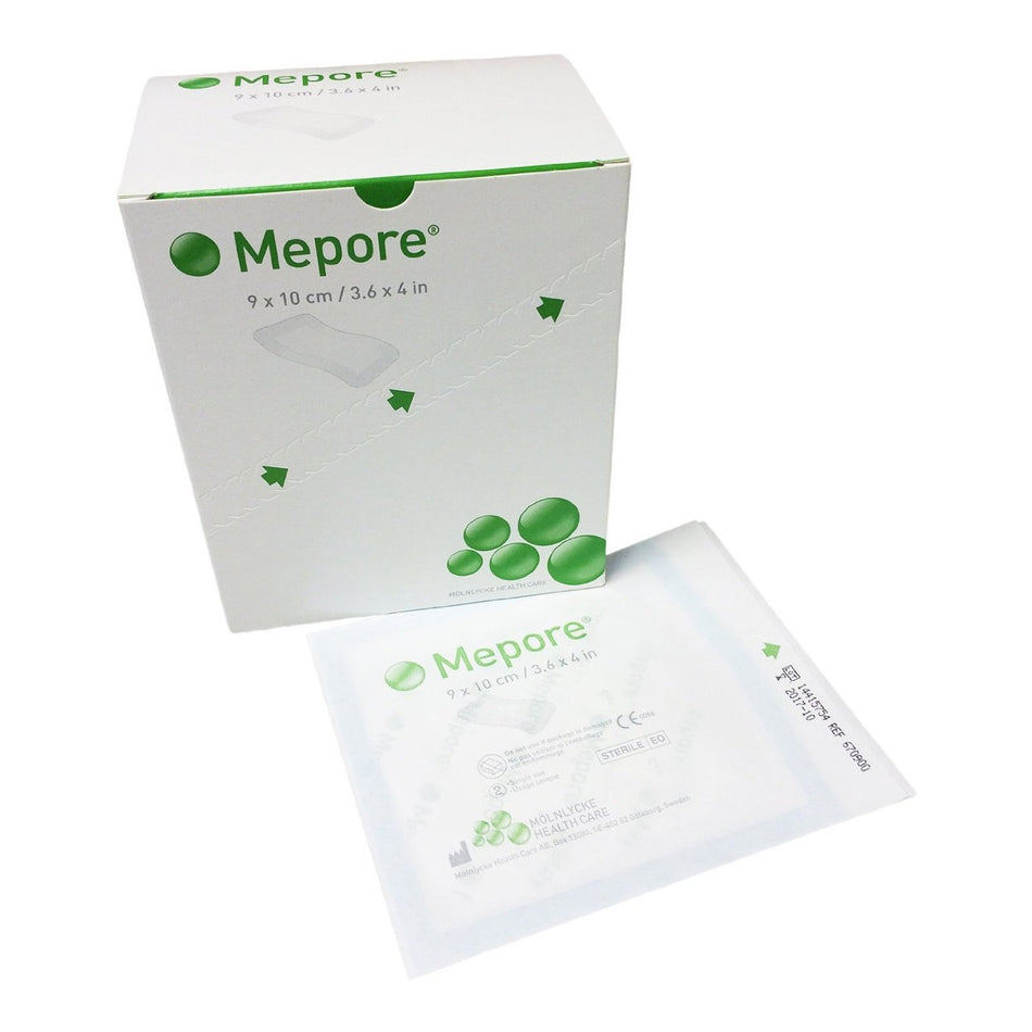 Mepore� Adhesive Dressing, 3 X 4 inch-Composite Dressing Mepore� 3-3/5 X 4 Inch Rectangle Sterile