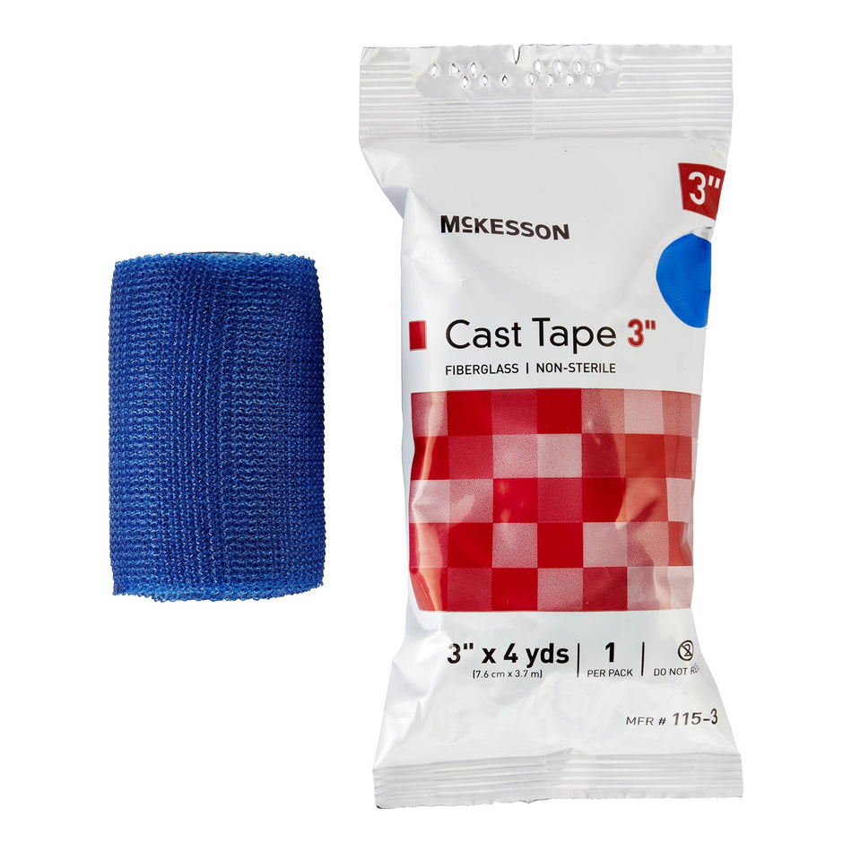 McKesson Blue Cast Tape, 3 Inch x 4 Yard-Cast Tape McKesson 3 Inch X 12 Foot Fiberglass Blue