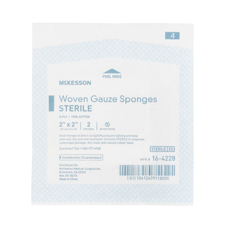 McKesson Sterile Gauze Sponge, 2 x 2 Inch, 8-Ply-Gauze Sponge McKesson 2 X 2 Inch 8-Ply Sterile 2 per Pack