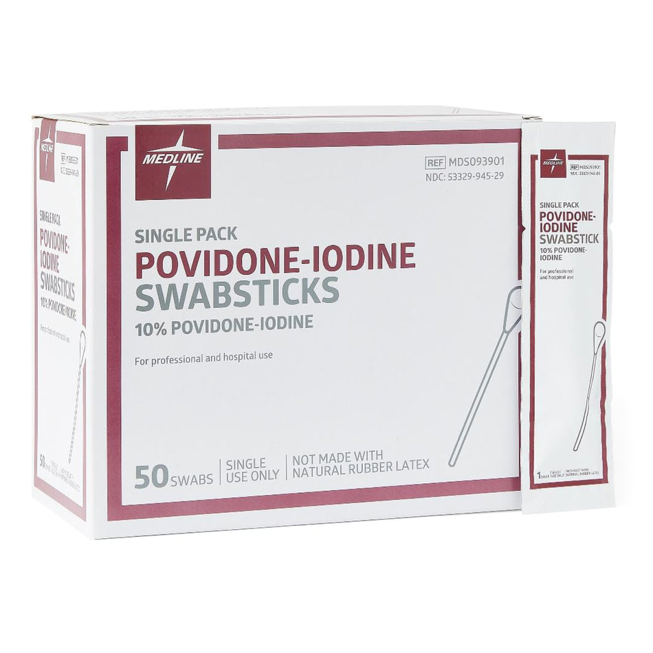 Medline Povidone Iodine Swabsticks-Impregnated Swabstick 10% Strength Povidone-Iodine Individual Packet NonSterile