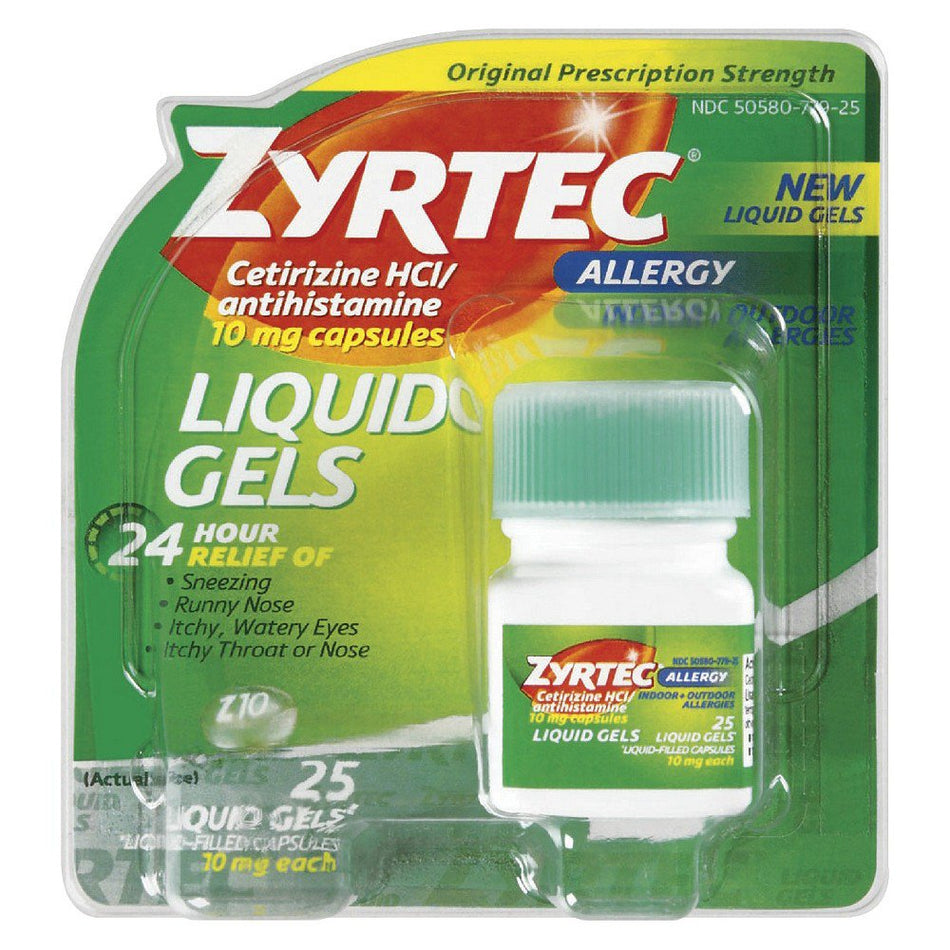 Zyrtec 10 mg Liquid Gels-Allergy Relief Zyrtec 10 mg Strength Tablet 25 per Bottle