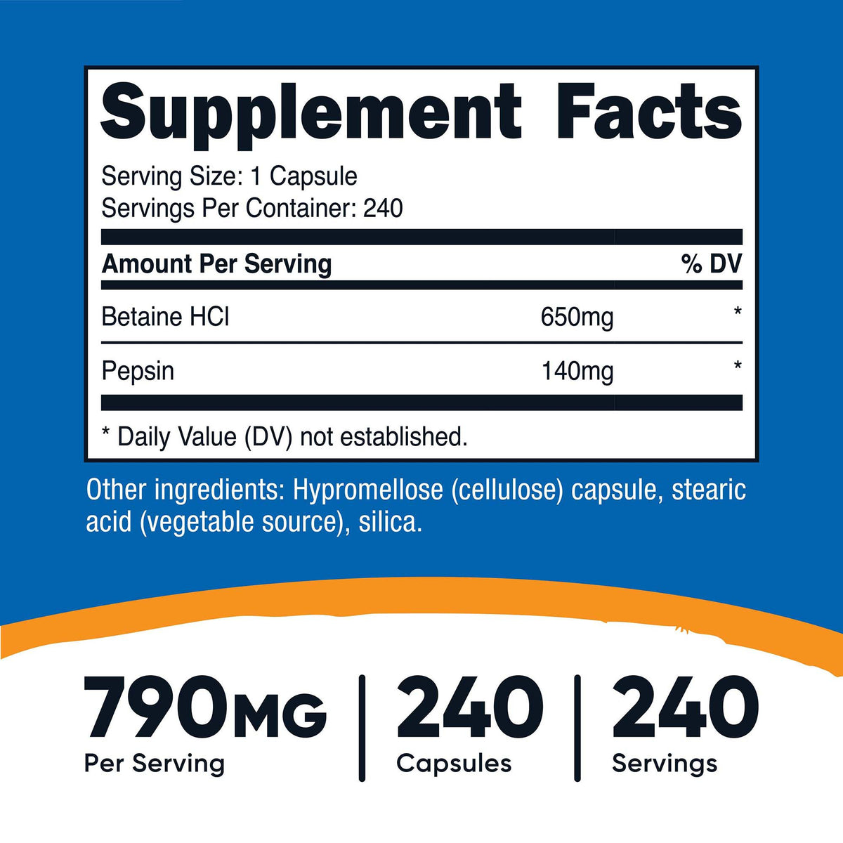 VITAMIN, CAP BETAINE HCL + PE PSIN 790MG (240/BT 12BT/CS)