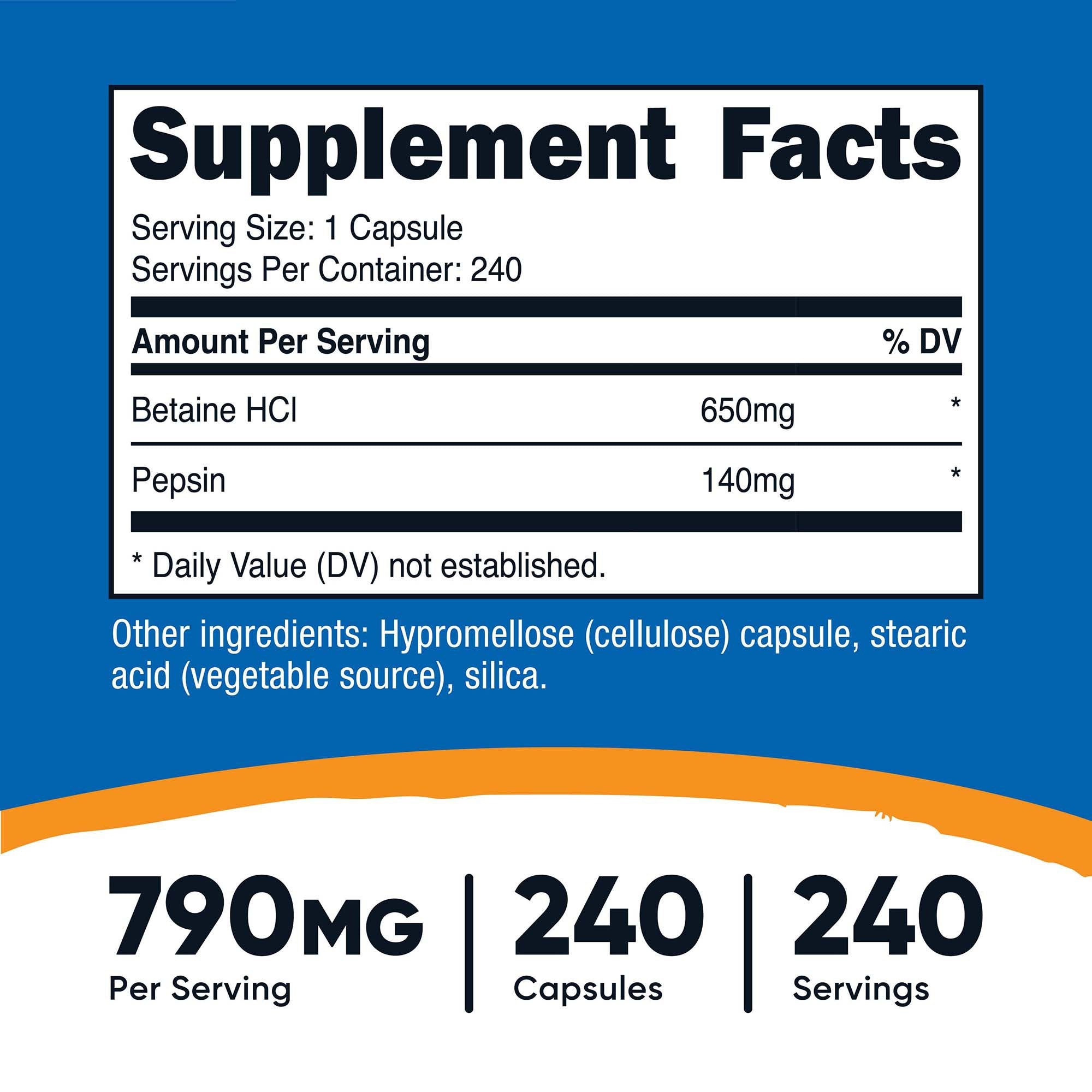 VITAMIN, CAP BETAINE HCL + PE PSIN 790MG (240/BT 12BT/CS)