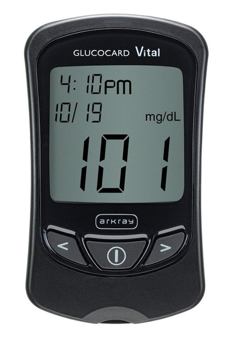 Glucocard Vital Blood Glucose Meter Kit-Blood Glucose Meter Glucocard Vital 7 Second Results Stores up to 250 Results No Coding Required
