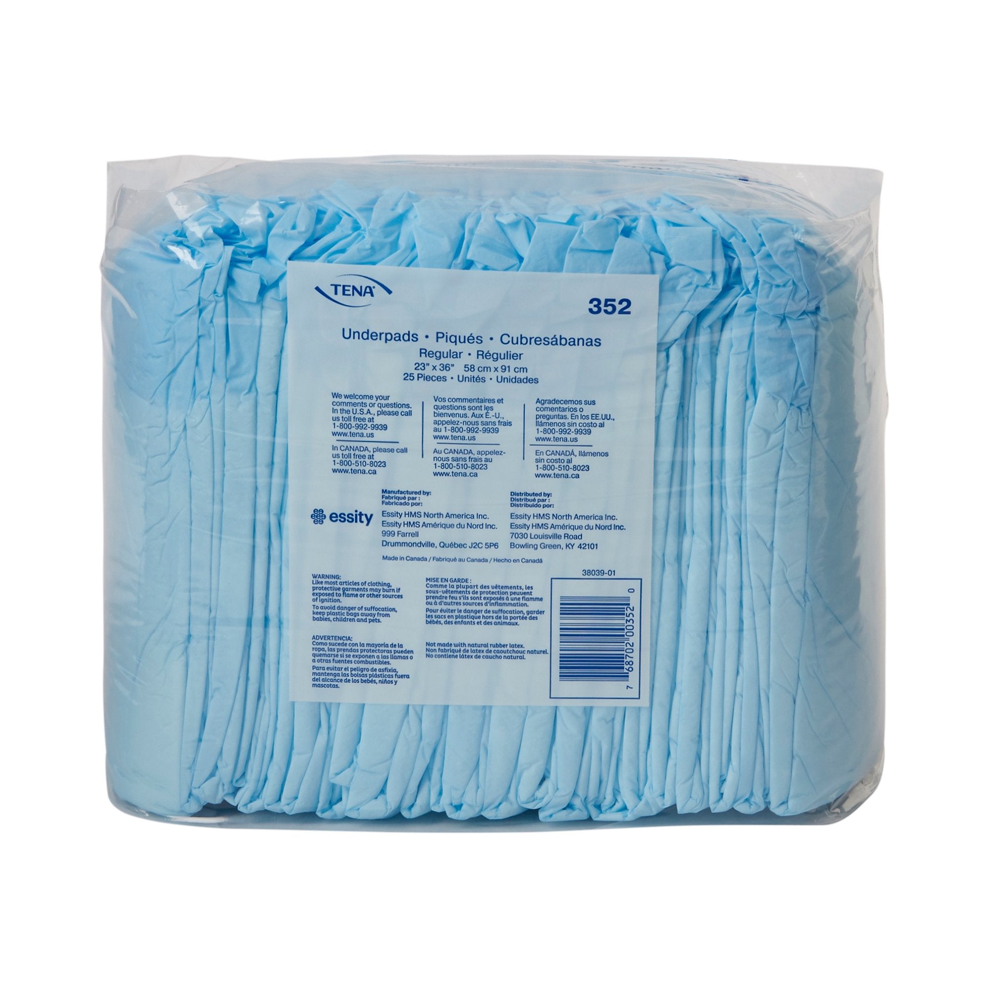 Tena® Regular Underpads, Light Absorbency, Blue, Disposable, 23 x 36 Inch - Incontinence>Underpads - Essity HMS North Amer...