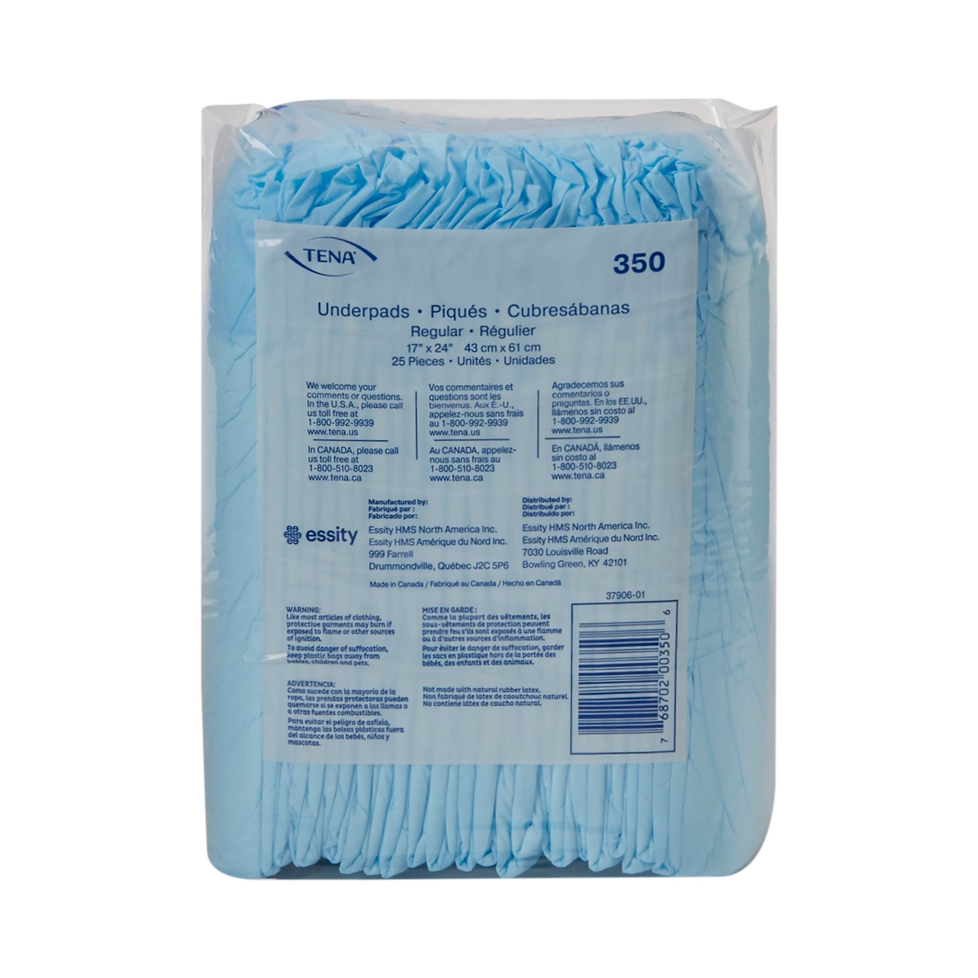 TENA Regular Underpads, Light Absorbency, Blue, Disposable, Latex-Free - Incontinence>Underpads - Essity HMS North America...