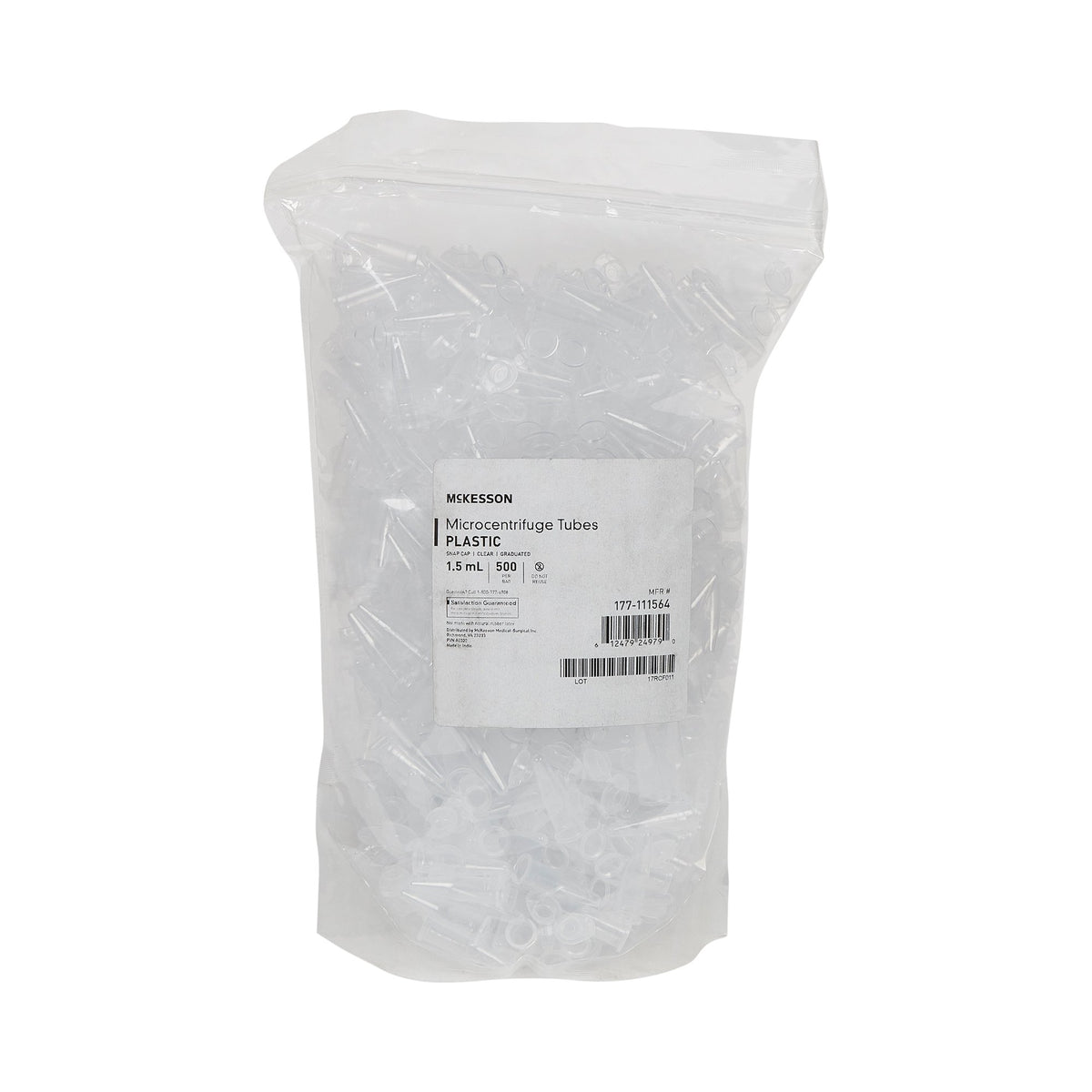 McKesson Conical Bottom Microcentrifuge Tube, 1.5 mL-McKesson Microcentrifuge Tube Plain 1.5 mL Snap Cap Polypropylene Tube
