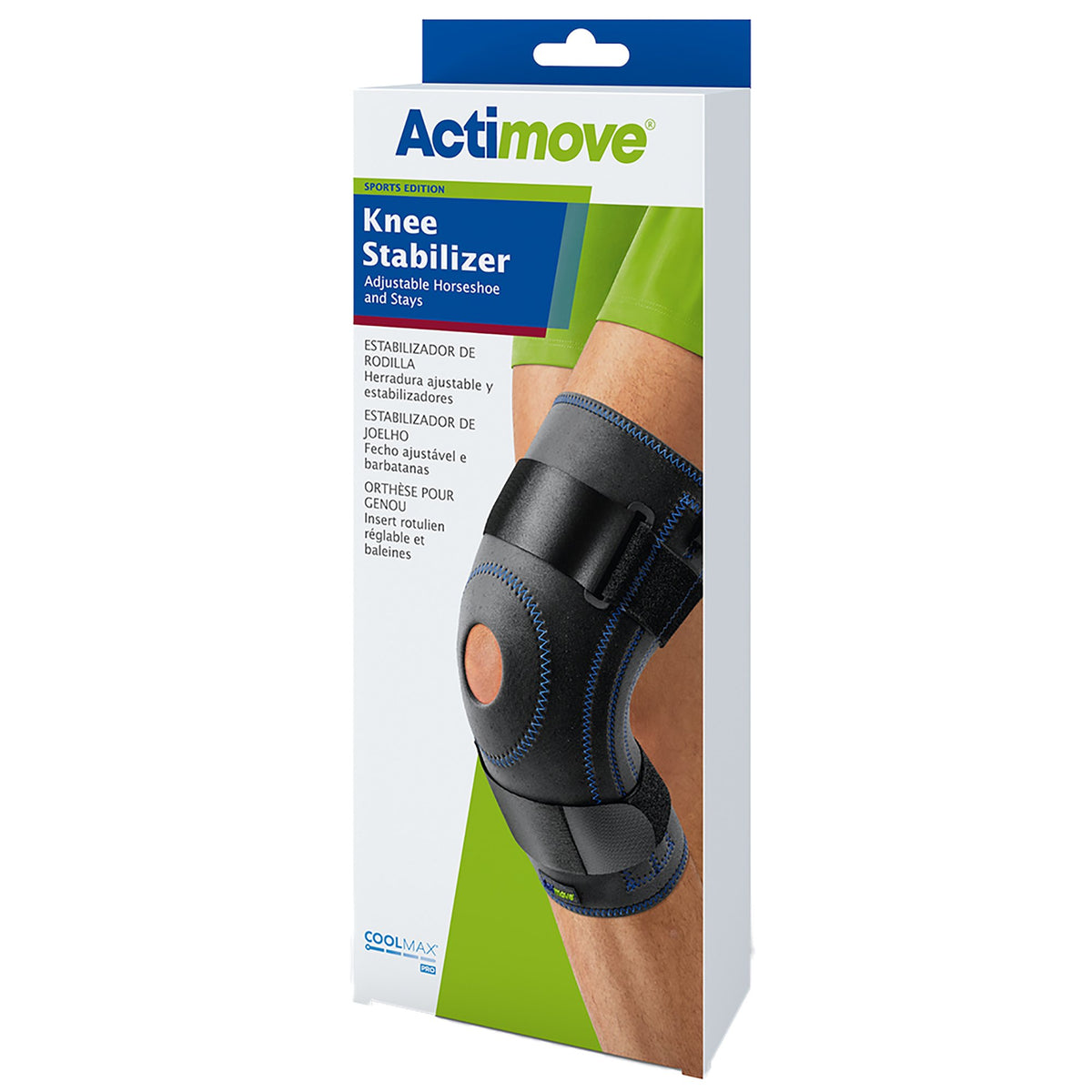 Actimove Sports Edition Knee Stabilizer, 3X-Large-Knee Stabilizer Actimove Sports Edition 3X-Large Pull-On / D-Ring / Hook and Loop Strap Closure 24 to 26 Inch Thigh Circumference Left or Right Knee