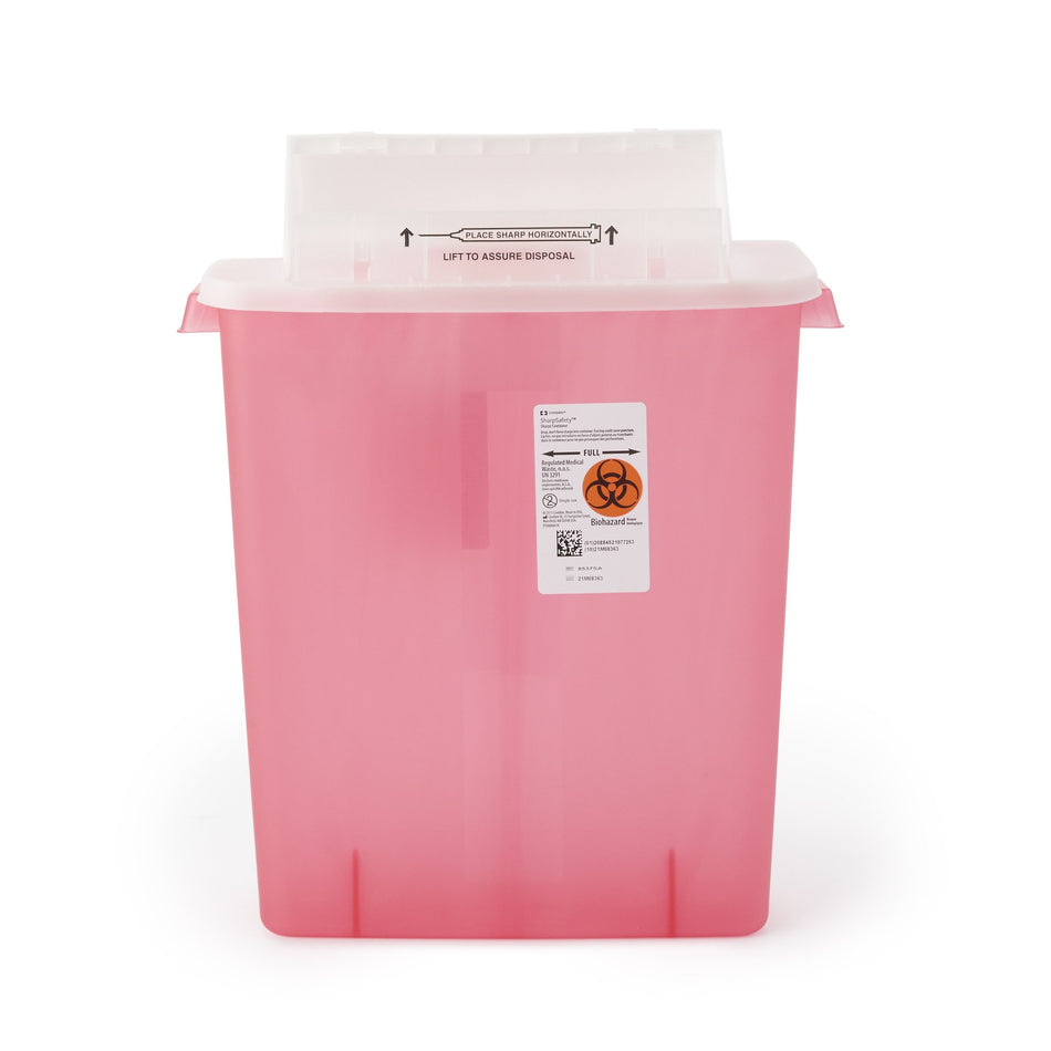 SharpStar In-Room Multi-purpose Sharps Container, 3 Gallon, 16 x 13 x 6 Inch-Sharps Container SharpStar In-Room Translucent Red Base 16-1/2 H X 13-3/4 W X 6 D Inch Horizontal Entry 3 Gallon