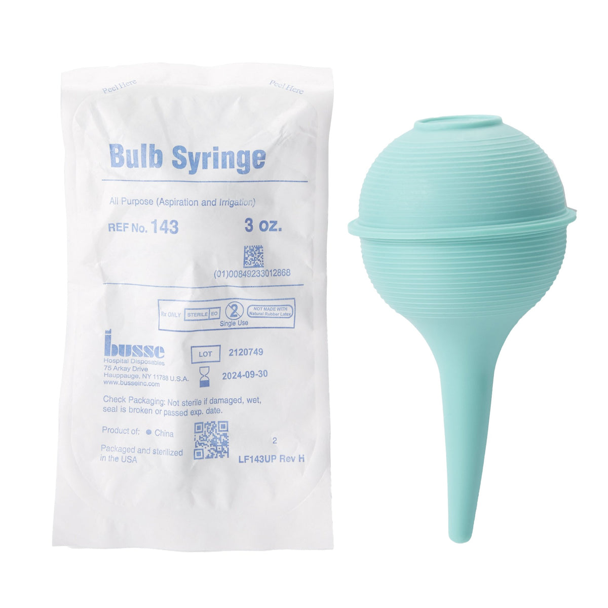 Busse Hospital Disposables Ear / Ulcer Bulb Syringe-Ear / Ulcer Bulb Syringe PVC Pouch Sterile Disposable 3 oz.