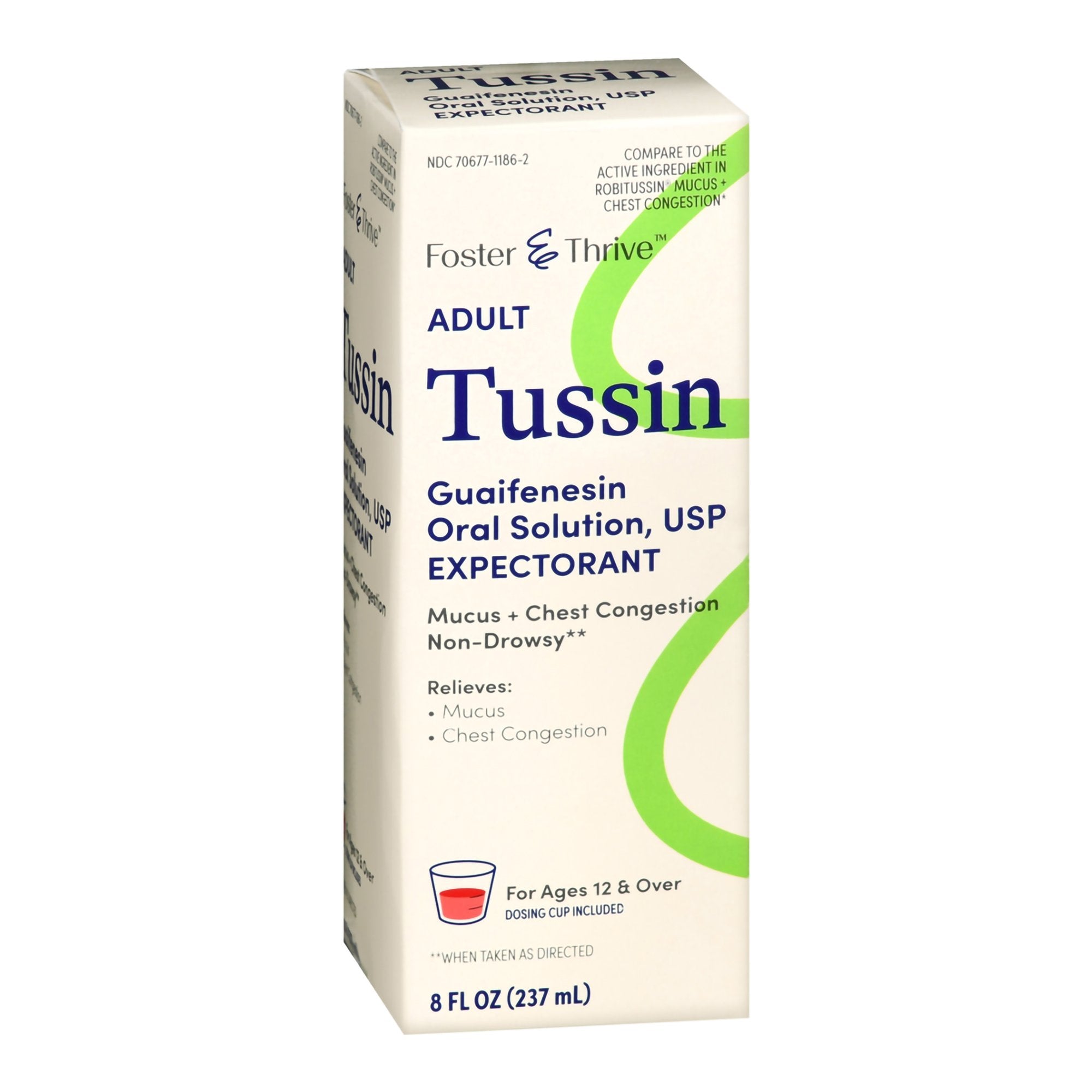 Thrive & Foster Adult Tussin Guaifenesin Oral Solution, USP-Cold and Cough Relief Foster & Thrive 200 mg / 10 mL Strength Liquid 8 oz.