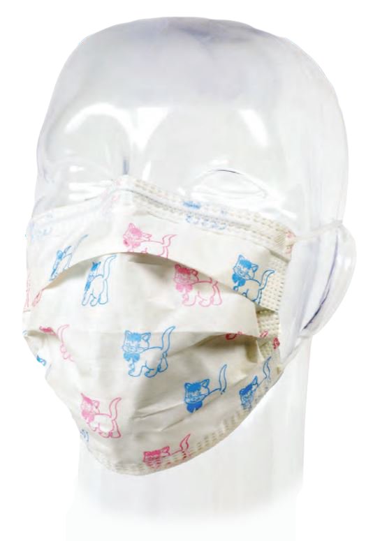 Precept Medical Products Pediatric Procedure Mask, Cats Print-Procedure Mask Not Rated Earloops One Size Fits Most